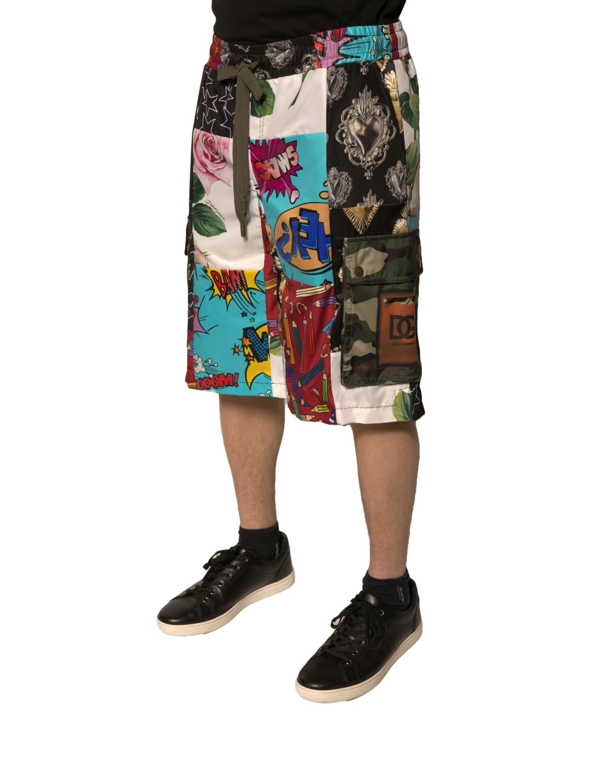 Shorts bermuda cargo patchwork multicolore Dolce & Gabbana