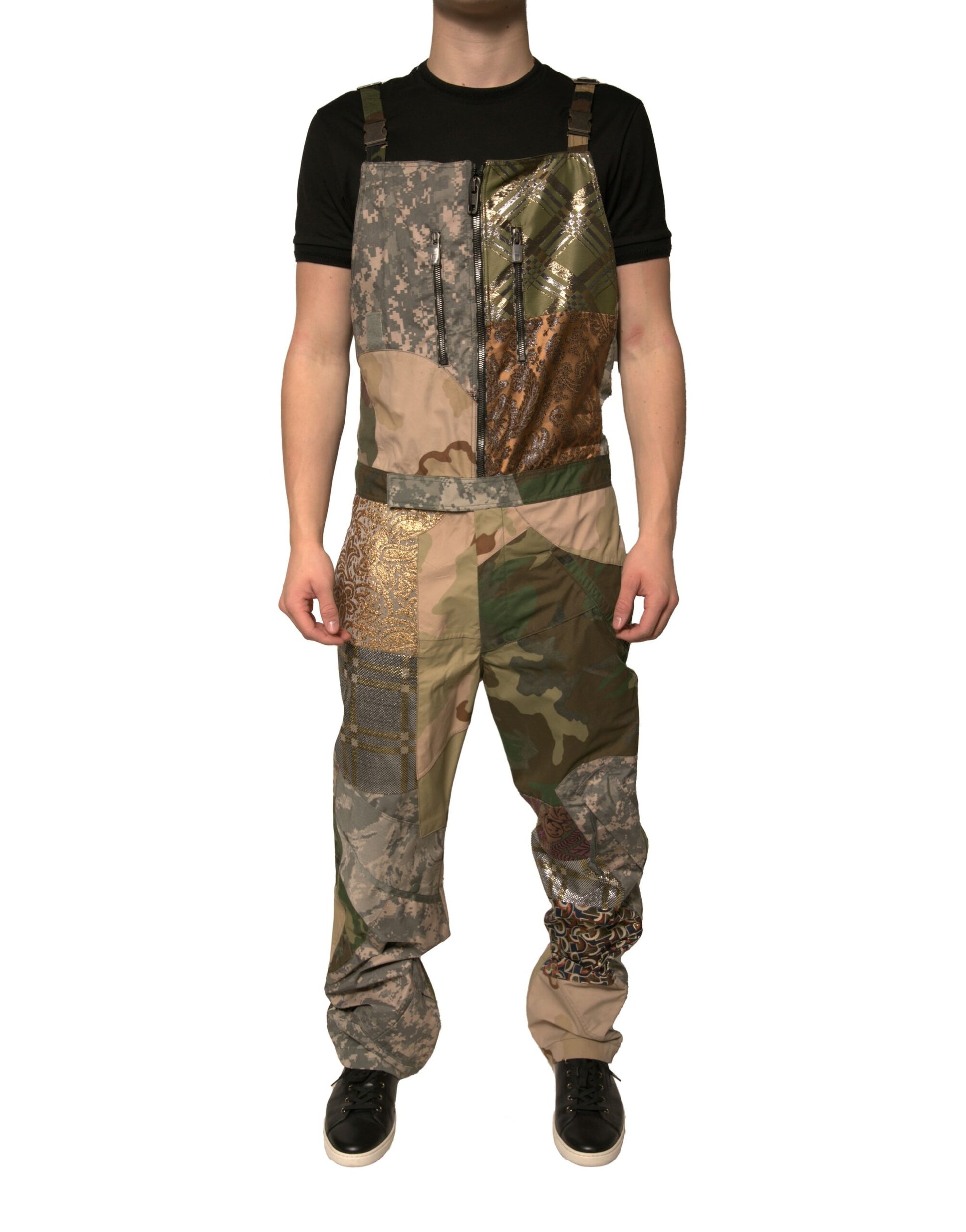 Pantalon salopette Dolce & Gabbana camouflage multicolore en patchwork
