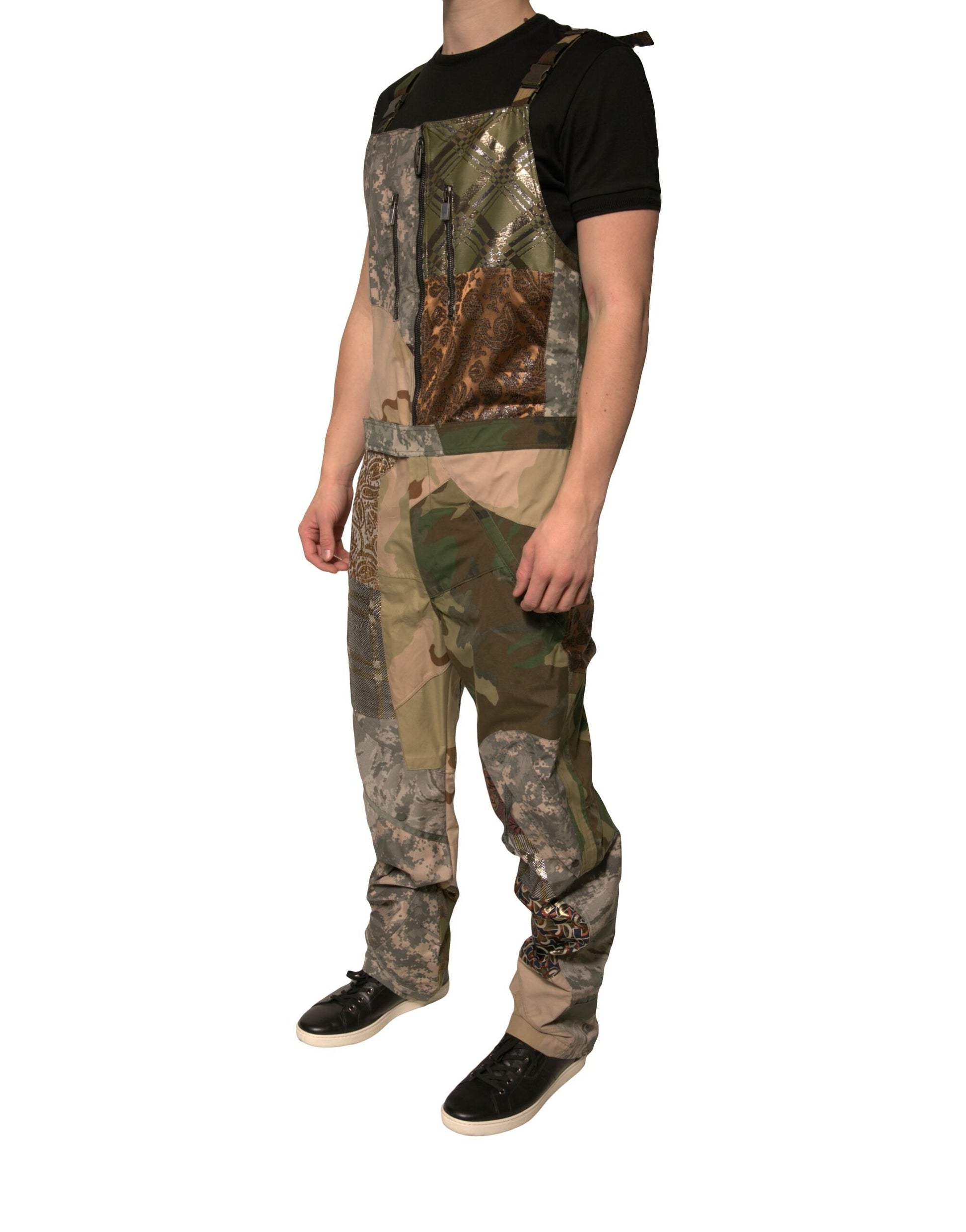 Pantalon salopette Dolce & Gabbana camouflage multicolore en patchwork