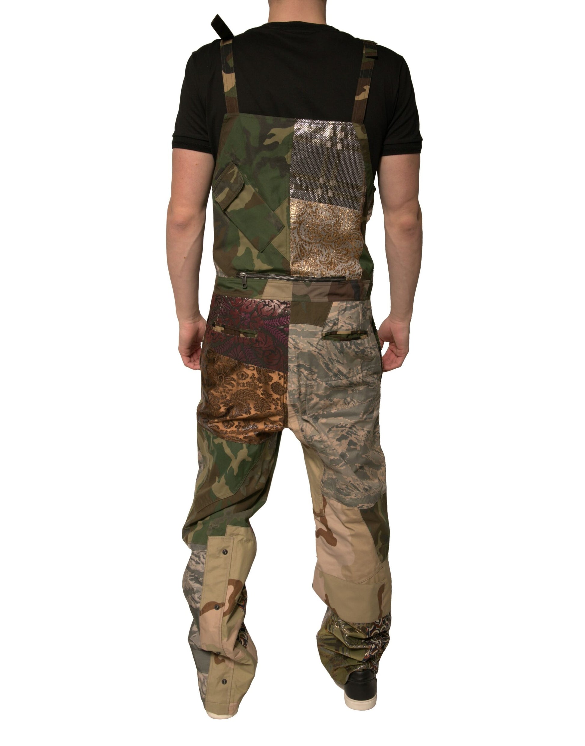 Pantalon salopette Dolce & Gabbana camouflage multicolore en patchwork