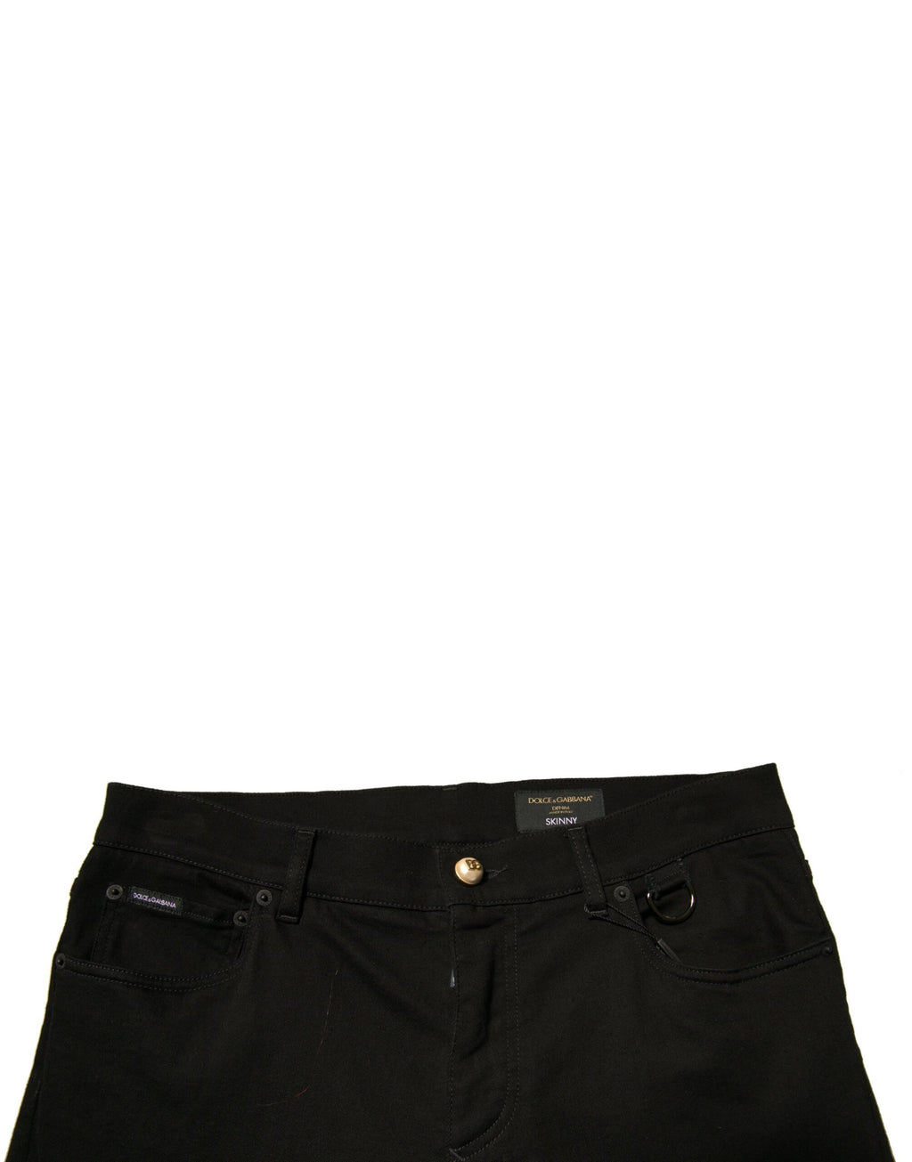 Jean skinny en denim stretch de coton noir à logo Dolce & Gabbana