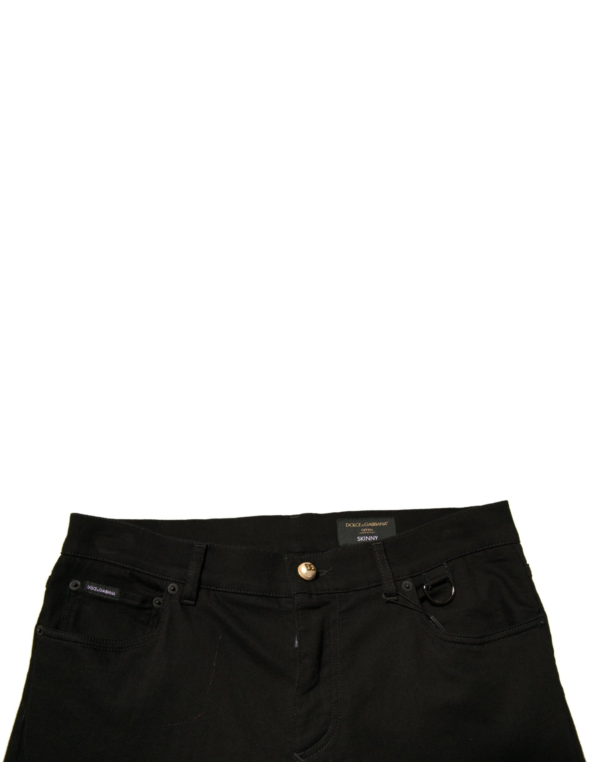 Jean skinny en denim stretch de coton noir à logo Dolce & Gabbana