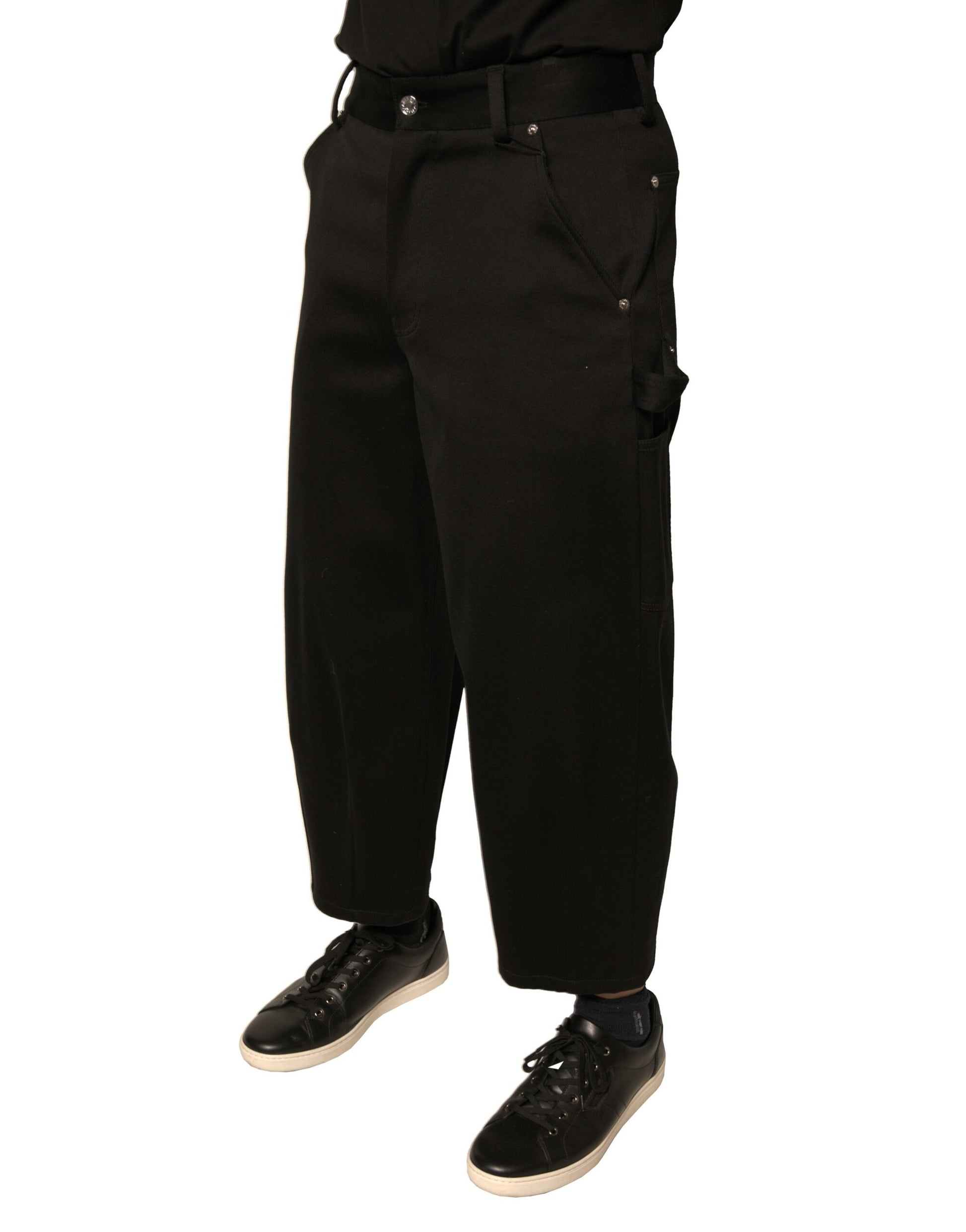 Pantalon court noir en coton taille mi-haute Dolce & Gabbana