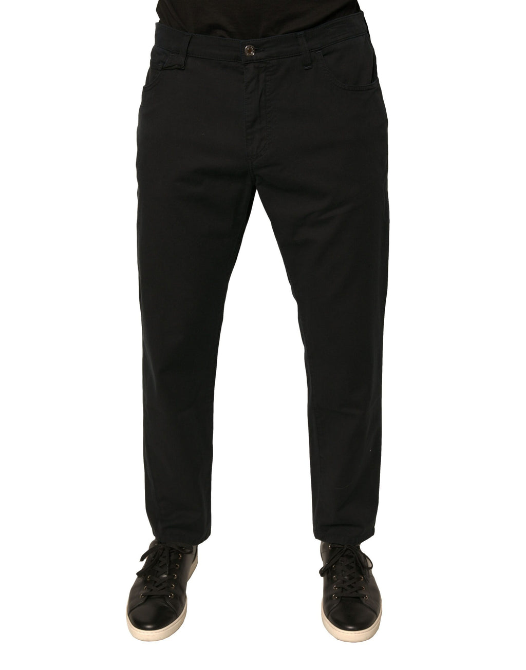 Jean skinny en denim stretch de coton noir à logo Dolce & Gabbana