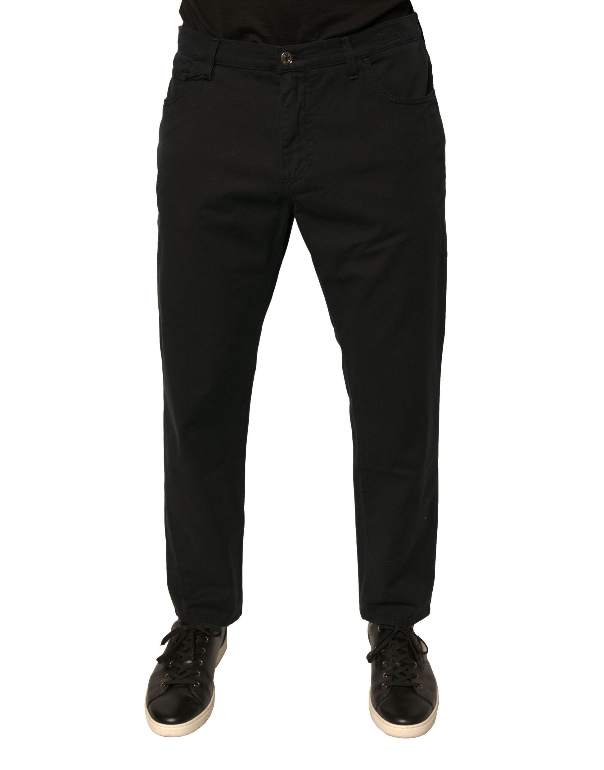 Jean skinny en denim stretch de coton noir à logo Dolce & Gabbana