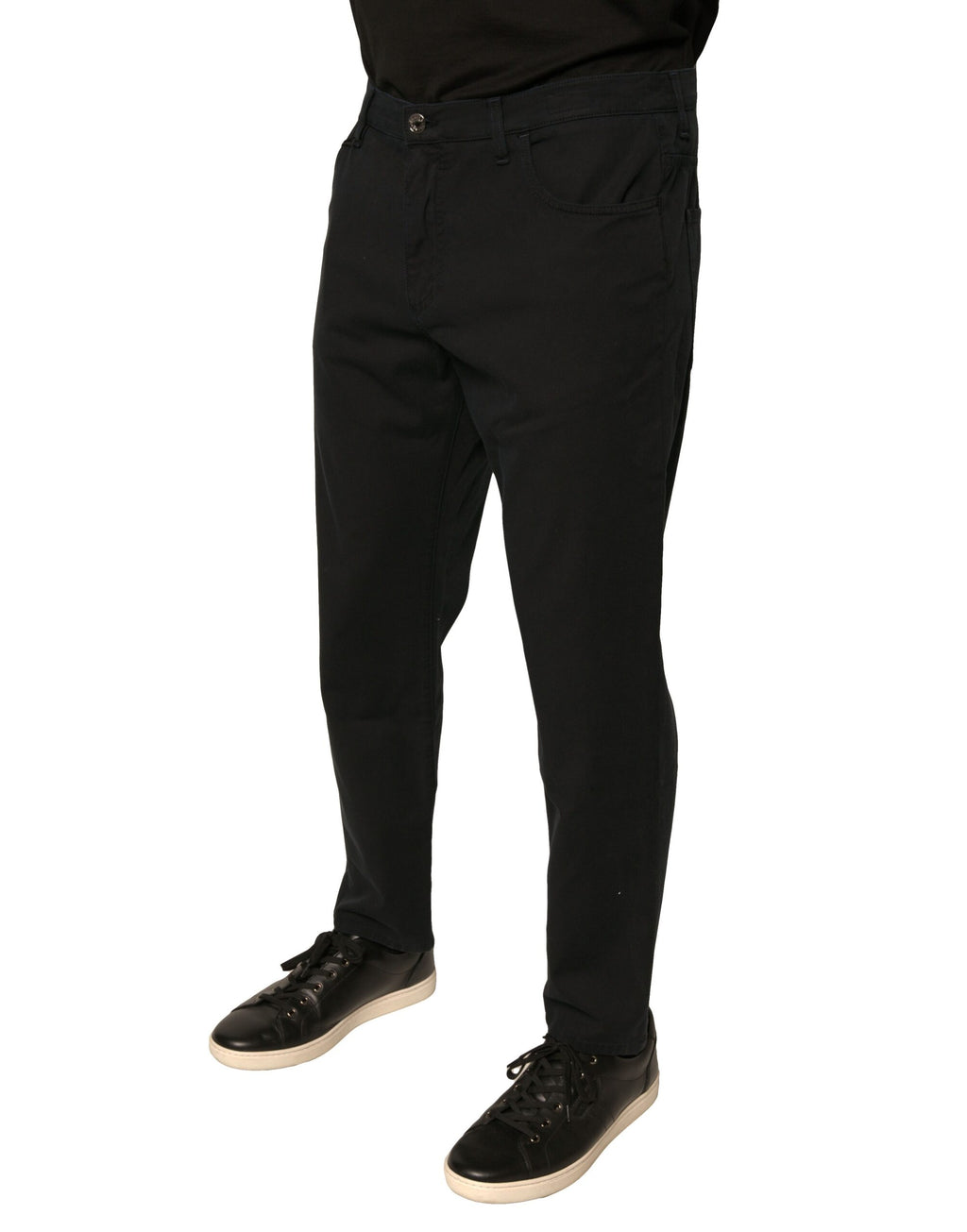 Jean skinny en denim stretch de coton noir à logo Dolce & Gabbana