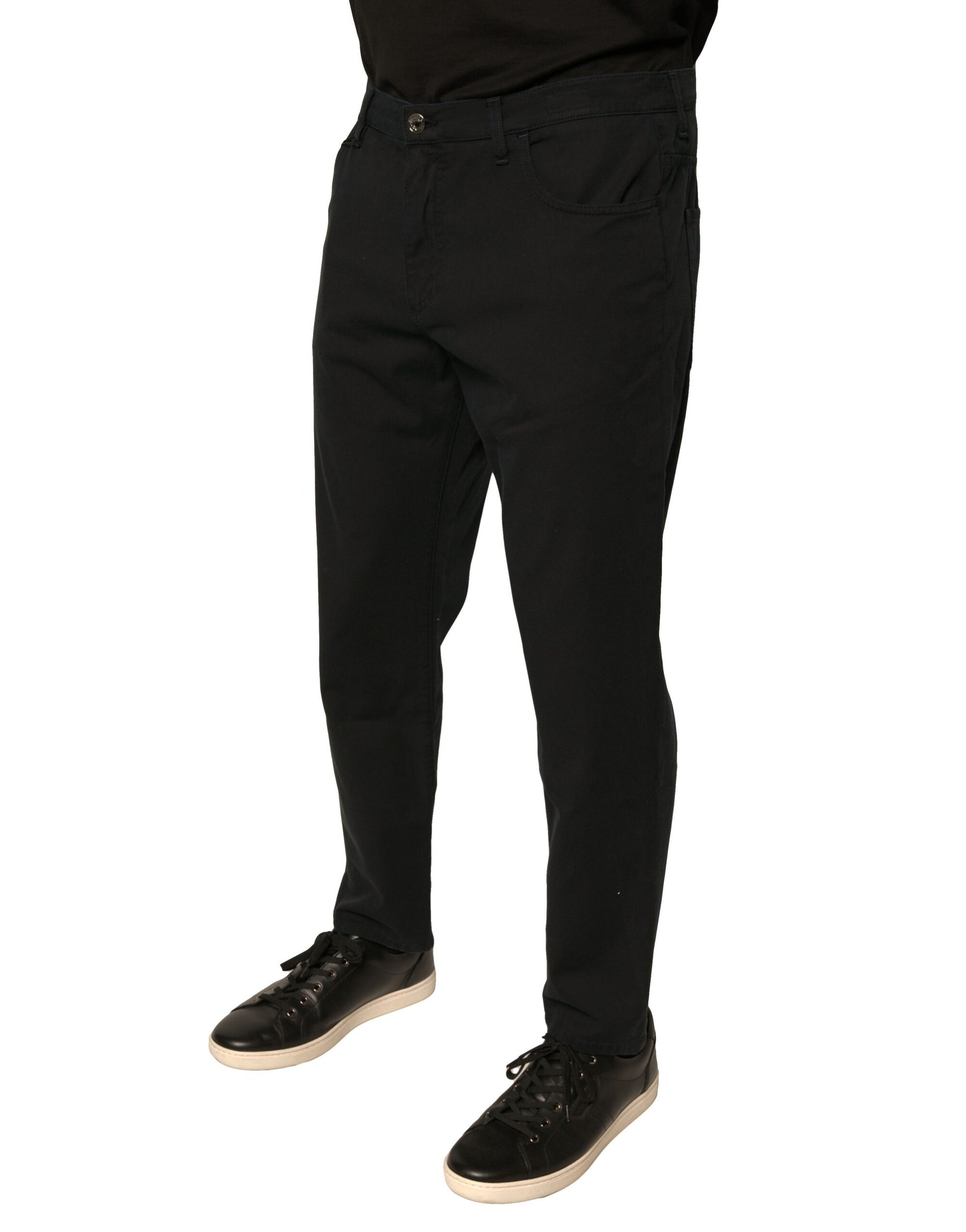 Jean skinny en denim stretch de coton noir à logo Dolce & Gabbana
