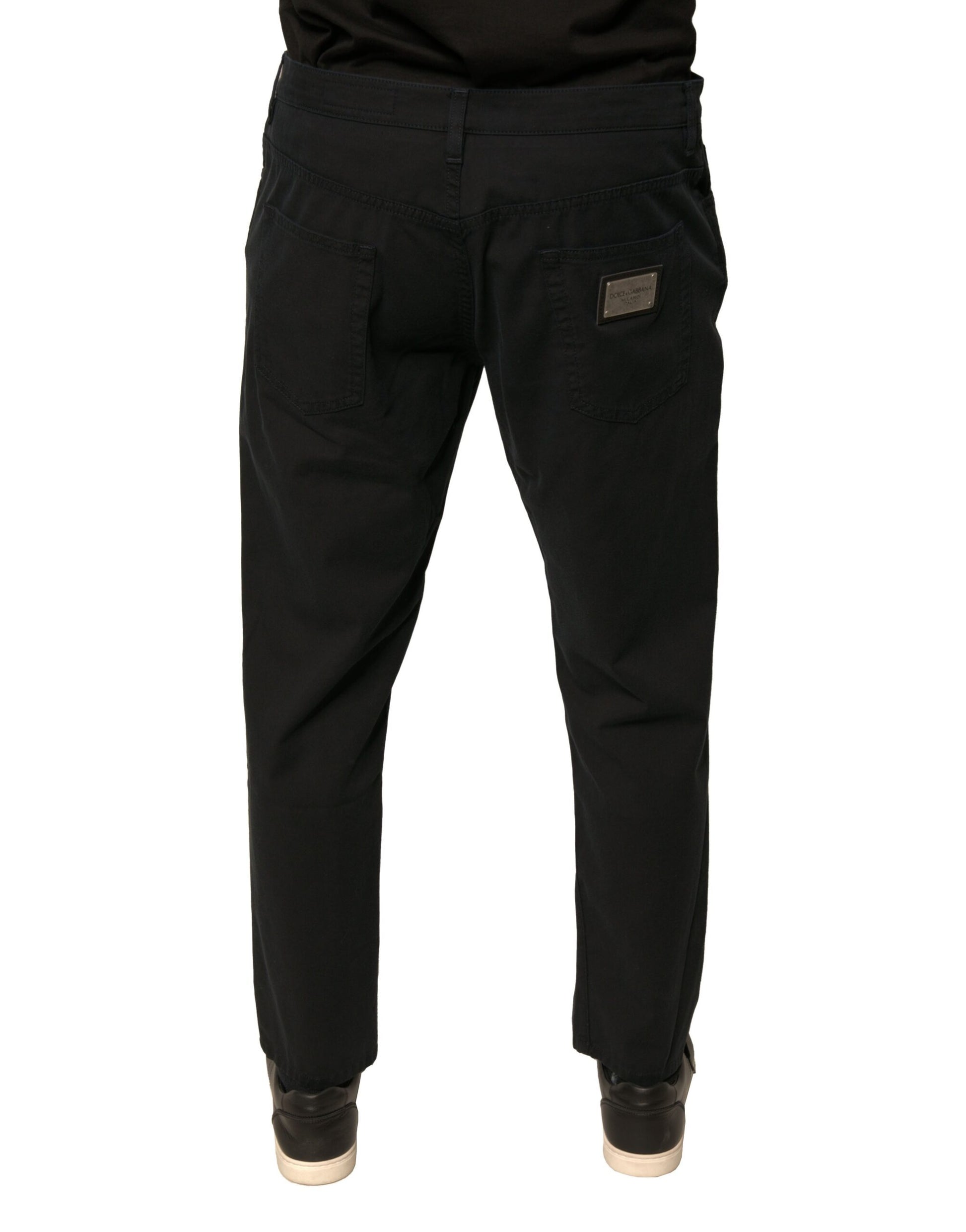 Jean skinny en denim stretch de coton noir à logo Dolce & Gabbana