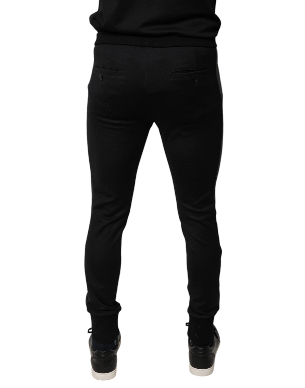Pantalon slim en laine noir orné de fers à cheval Dolce & Gabbana