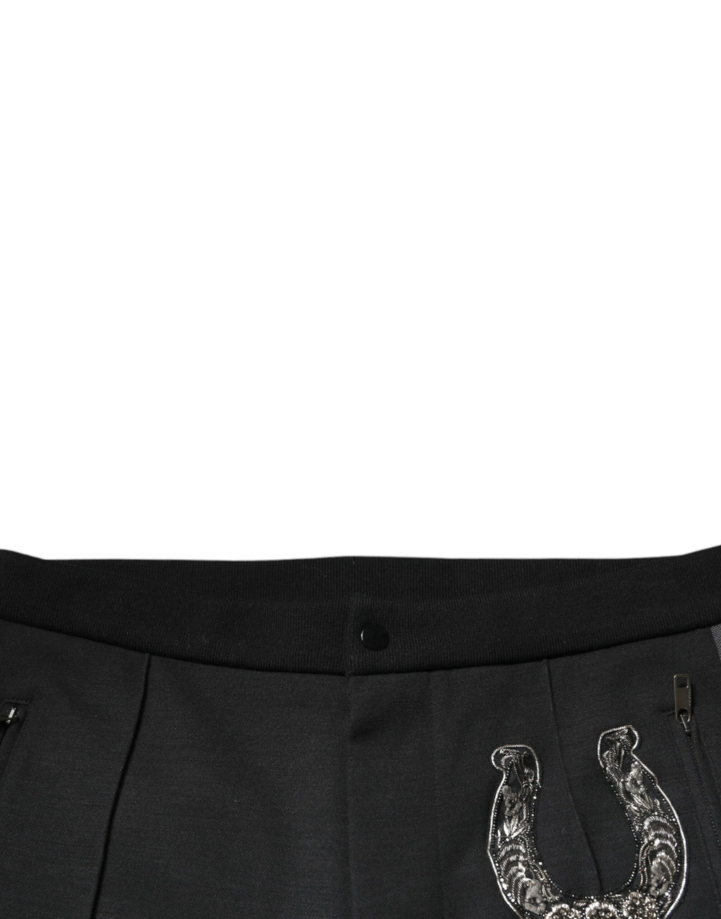 Pantalon slim en laine noir orné de fers à cheval Dolce & Gabbana