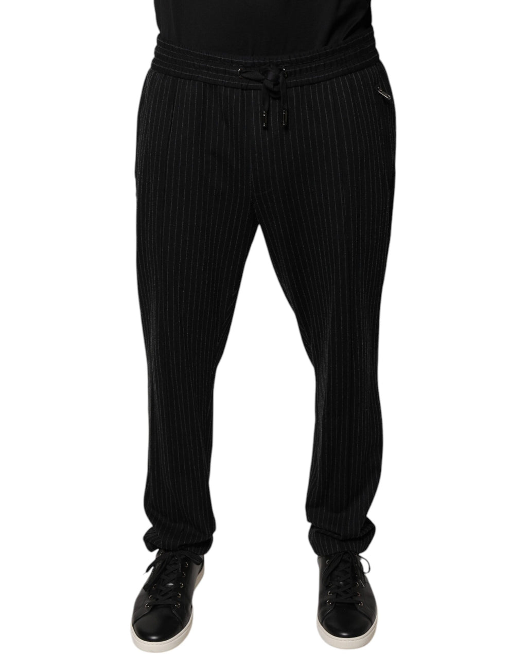 Pantalon coupe slim Dolce & Gabbana en viscose rayée noire