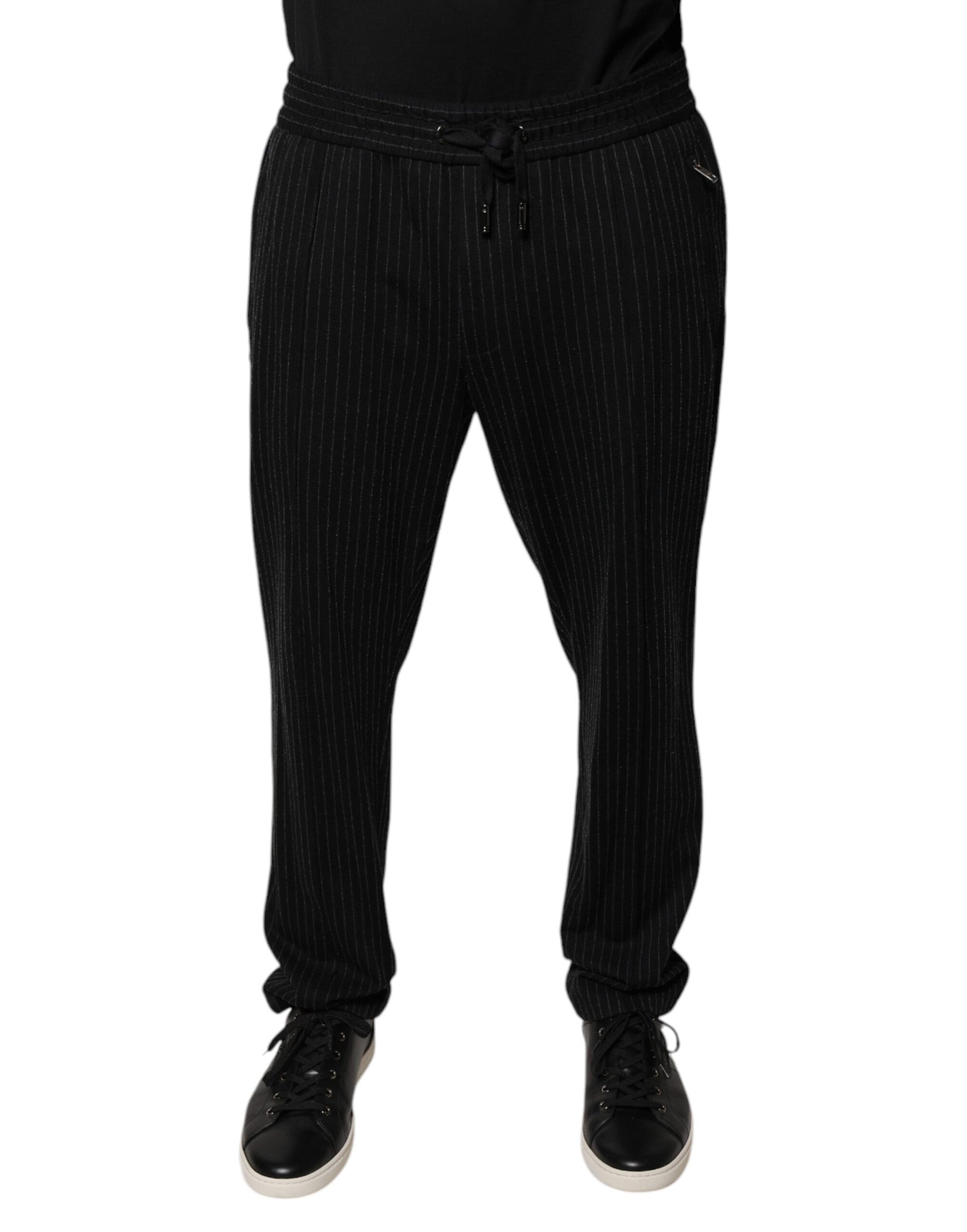 Pantalon coupe slim Dolce & Gabbana en viscose rayée noire
