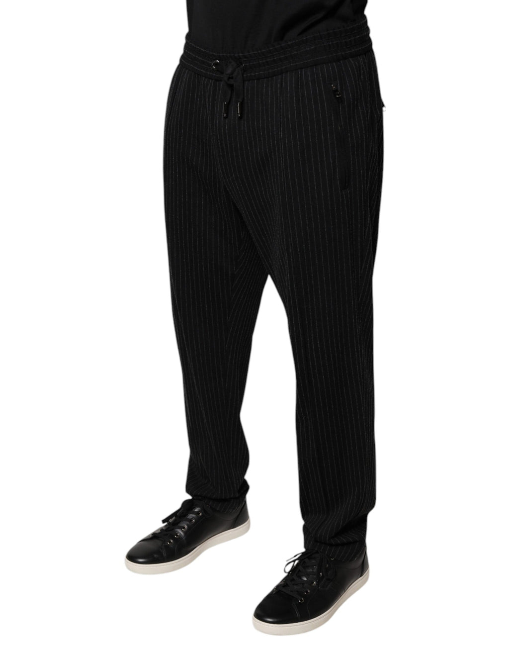 Pantalon coupe slim Dolce & Gabbana en viscose rayée noire