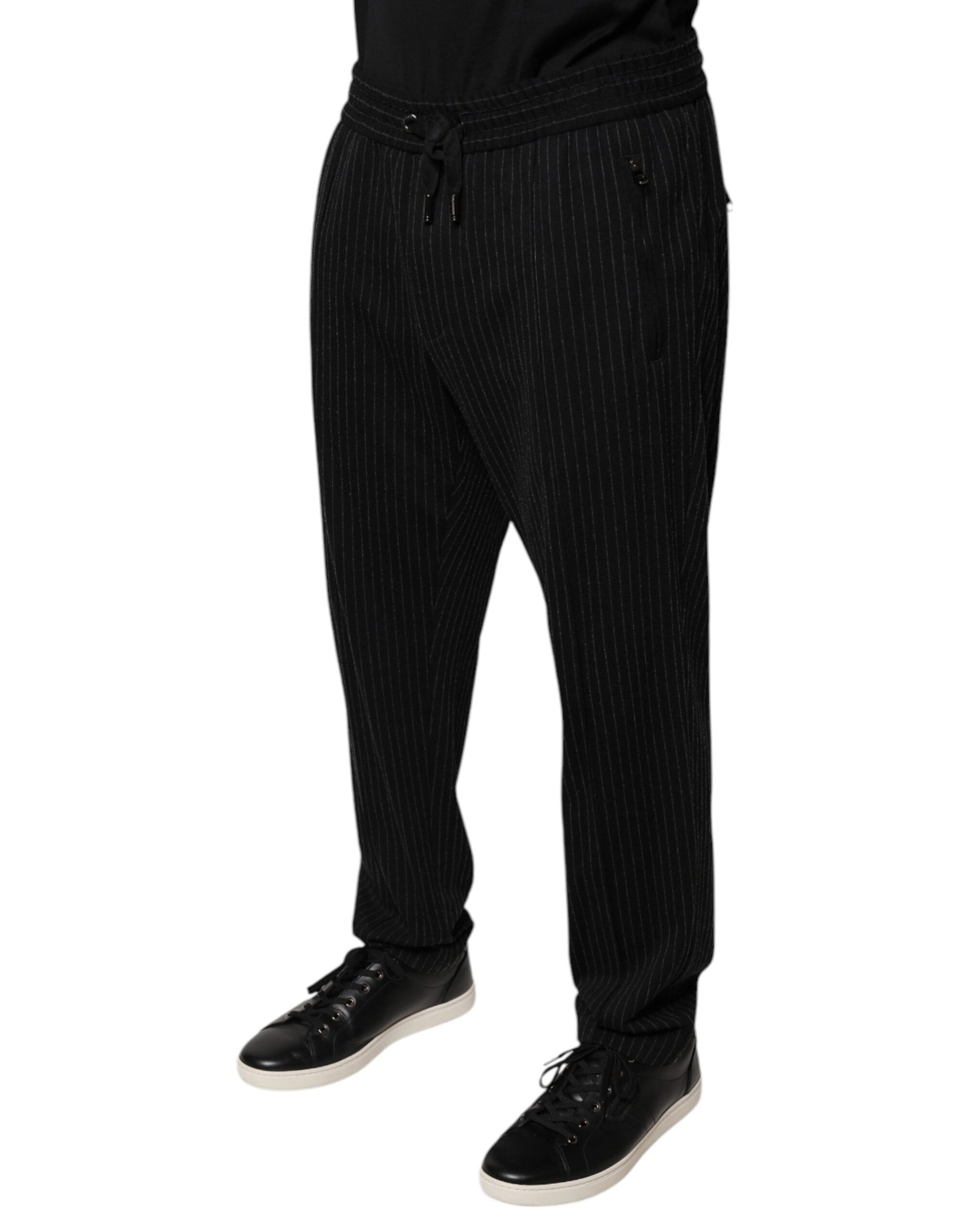Pantalon coupe slim Dolce & Gabbana en viscose rayée noire