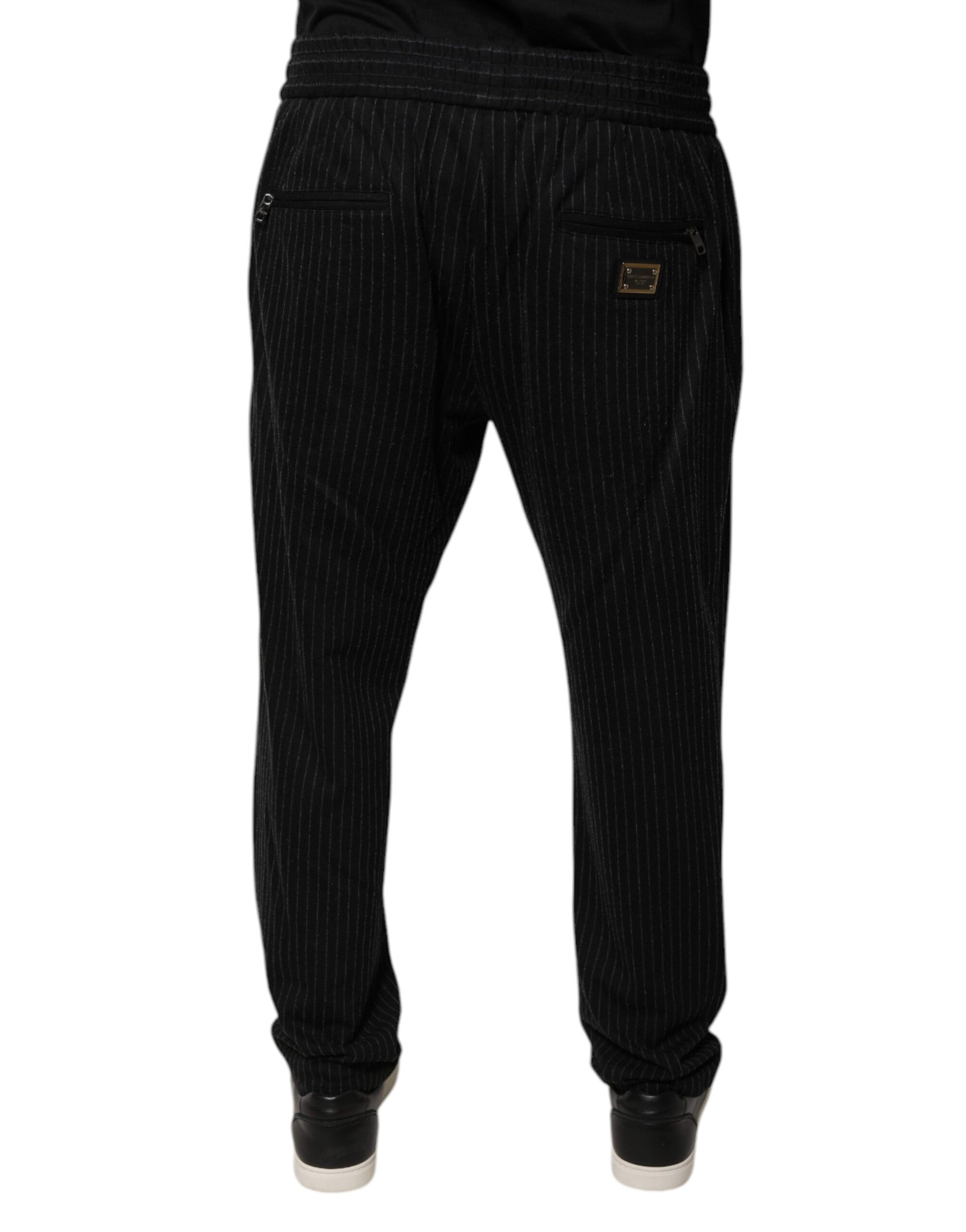 Pantalon coupe slim Dolce & Gabbana en viscose rayée noire