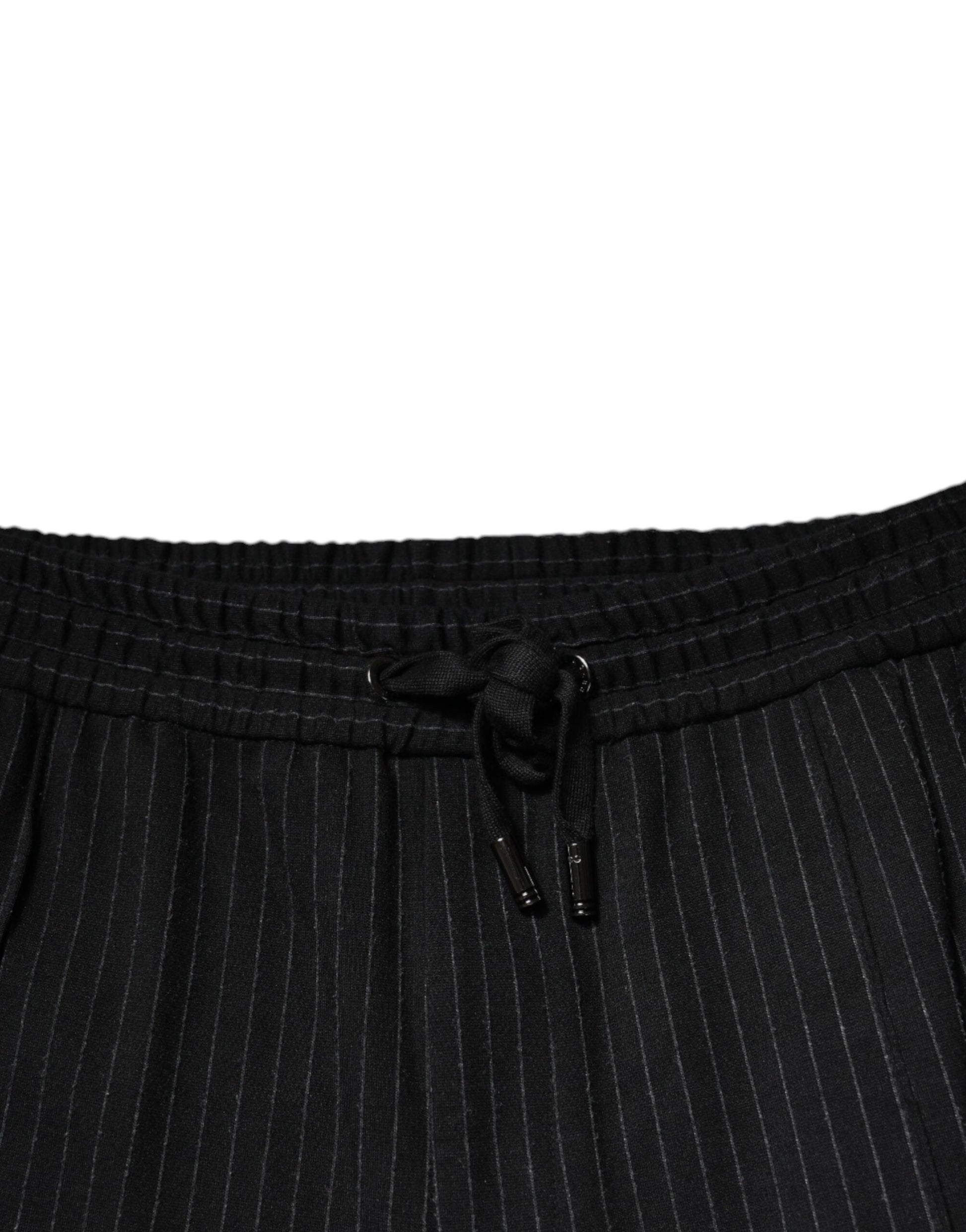 Pantalon coupe slim Dolce & Gabbana en viscose rayée noire