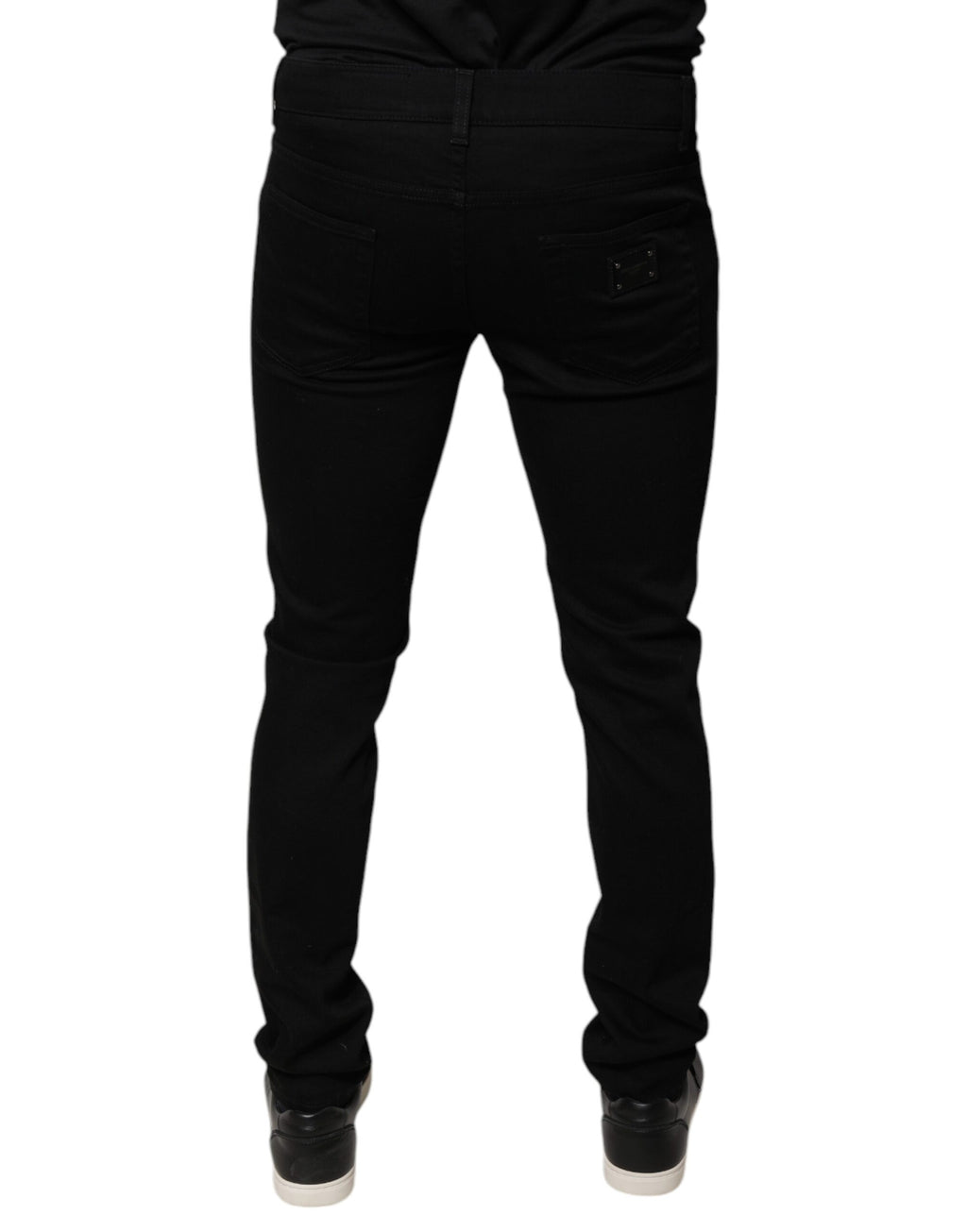 Jeans en jean skinny en coton noir avec logo couronne DG Dolce & Gabbana