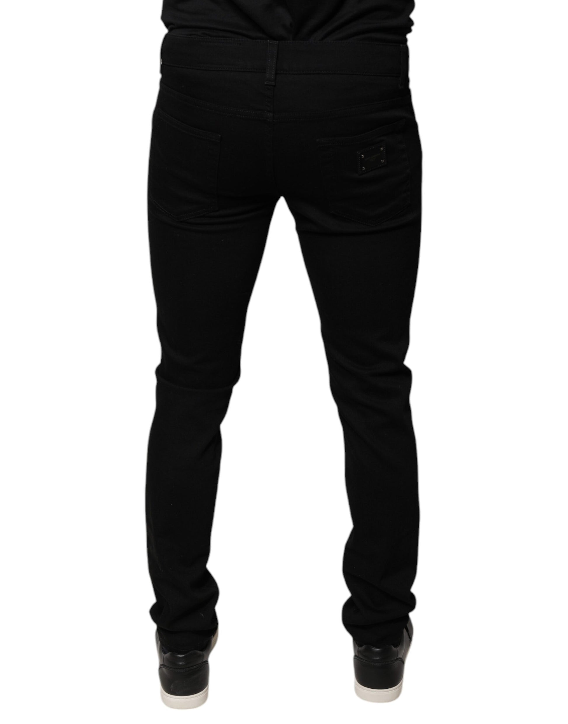 Jeans en jean skinny en coton noir avec logo couronne DG Dolce & Gabbana