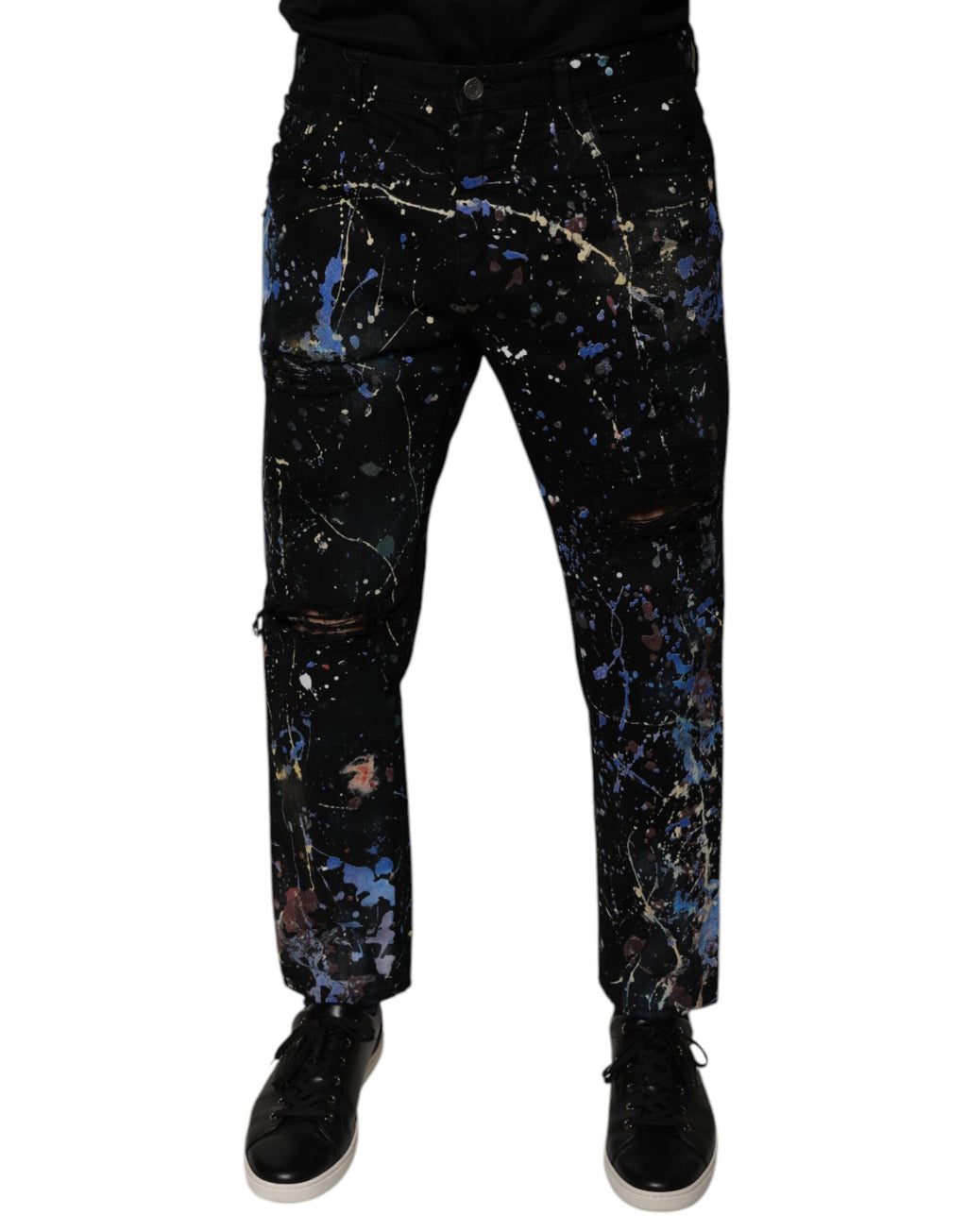 Jean skinny en denim de coton noir Color Splash Dolce & Gabbana