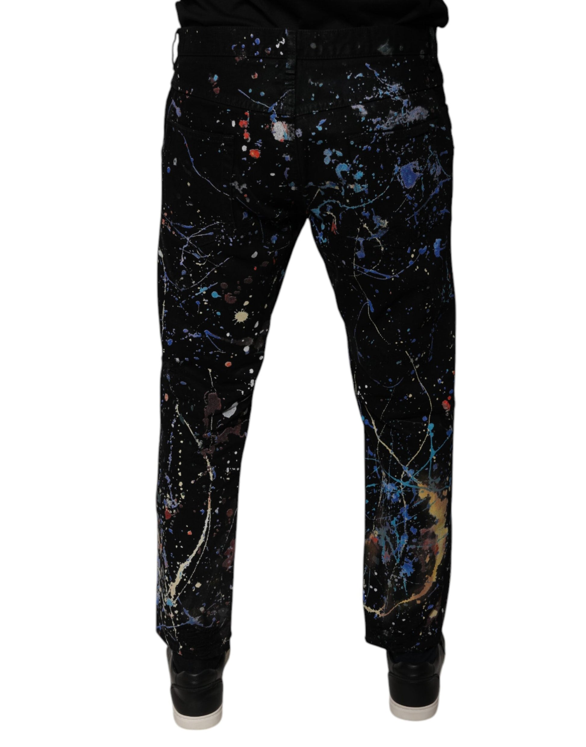 Jean skinny en denim de coton noir Color Splash Dolce & Gabbana