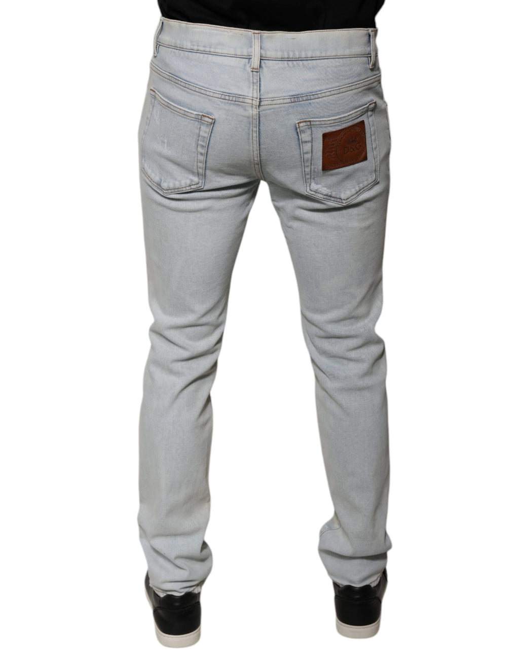 Jean skinny Dolce & Gabbana en denim effiloché mélangé de coton bleu clair