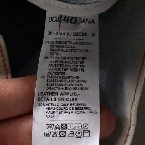 Jean skinny Dolce & Gabbana en denim effiloché mélangé de coton bleu clair