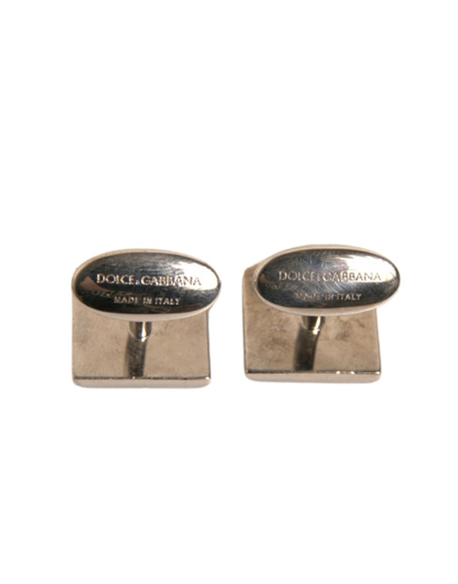 Dolce &amp; Gabbana Manschettenknöpfe aus versilbertem Messing mit Kristallanstecker