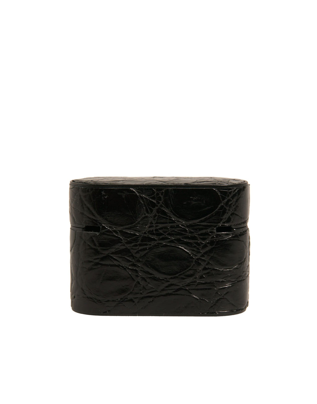 Étui pour AirPods Dolce & Gabbana en cuir noir avec plaque logo en métal
