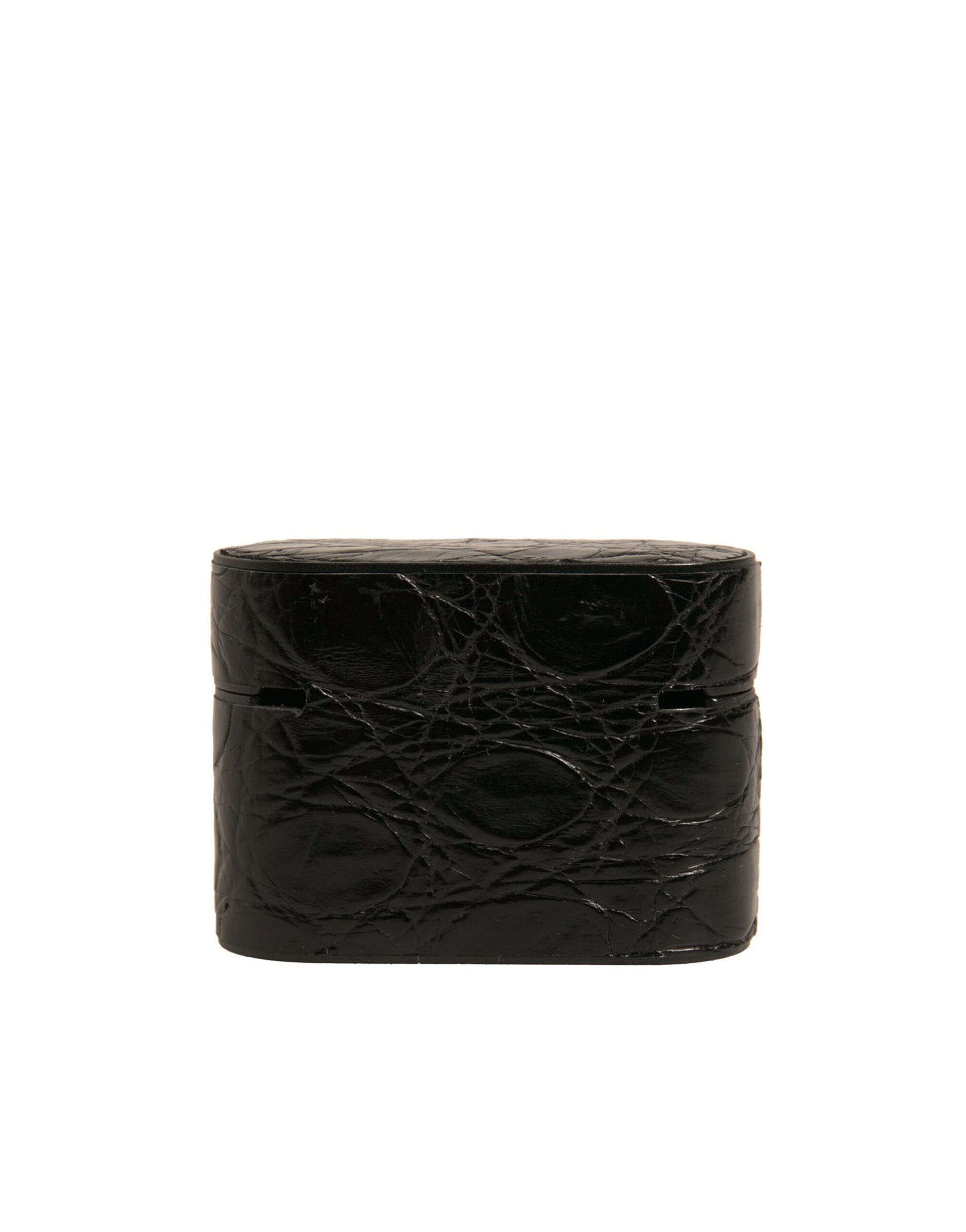 Étui pour AirPods Dolce & Gabbana en cuir noir avec plaque logo en métal