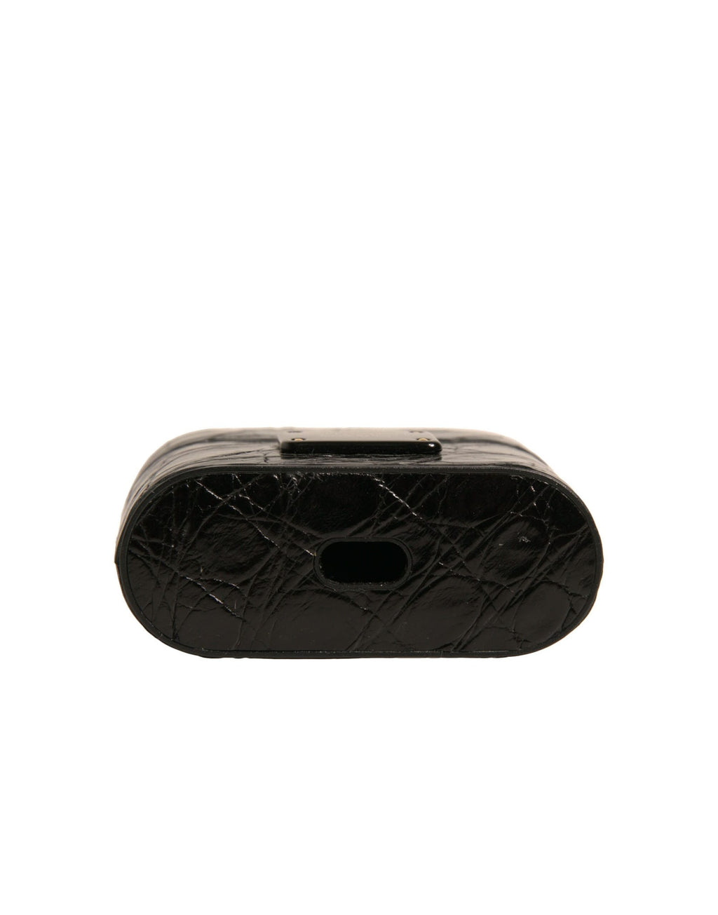 Étui pour AirPods Dolce & Gabbana en cuir noir avec plaque logo en métal