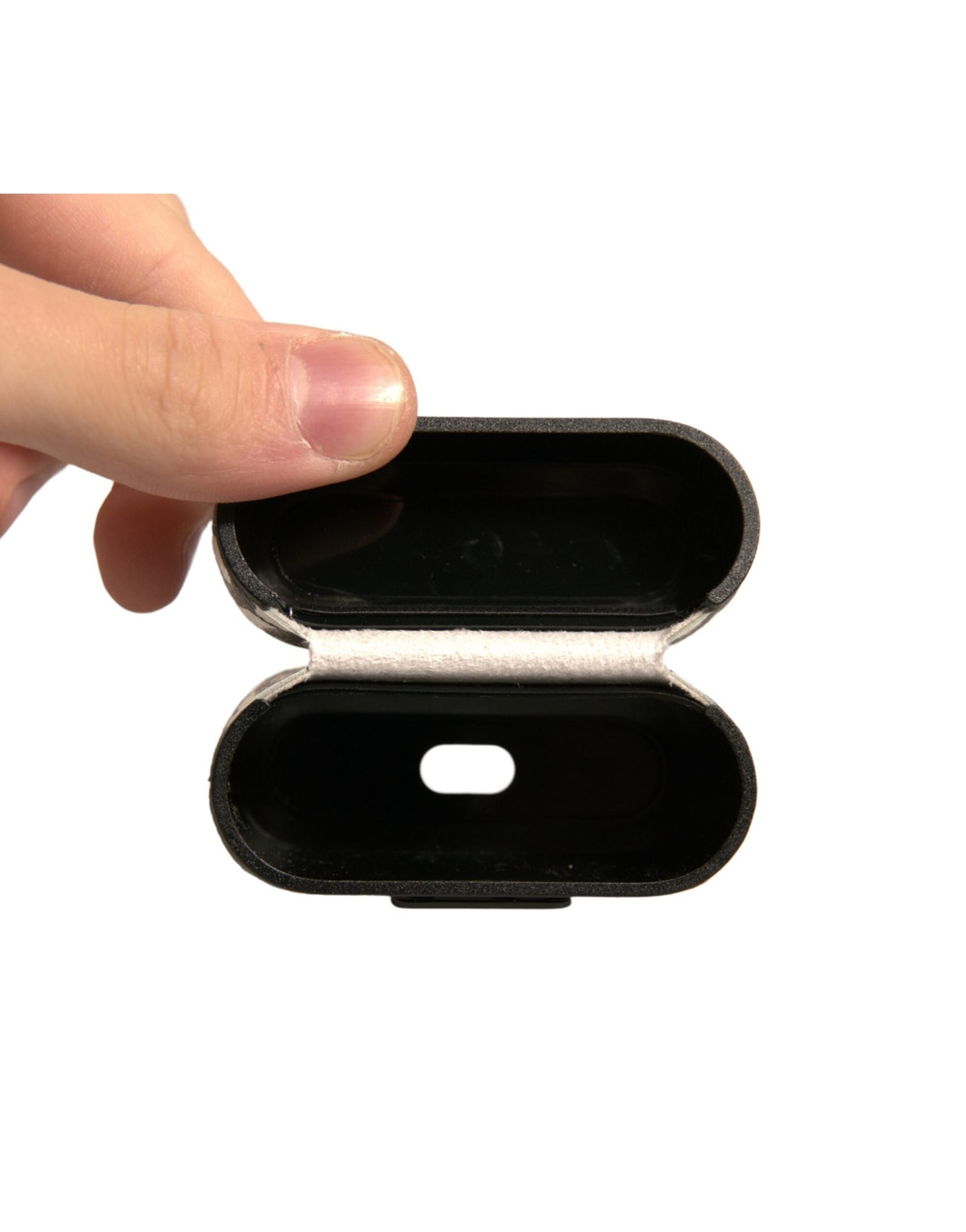 Étui AirPods Dolce & Gabbana en Cuir Noir et Blanc avec Logo Gaufré Effet Gribouillis