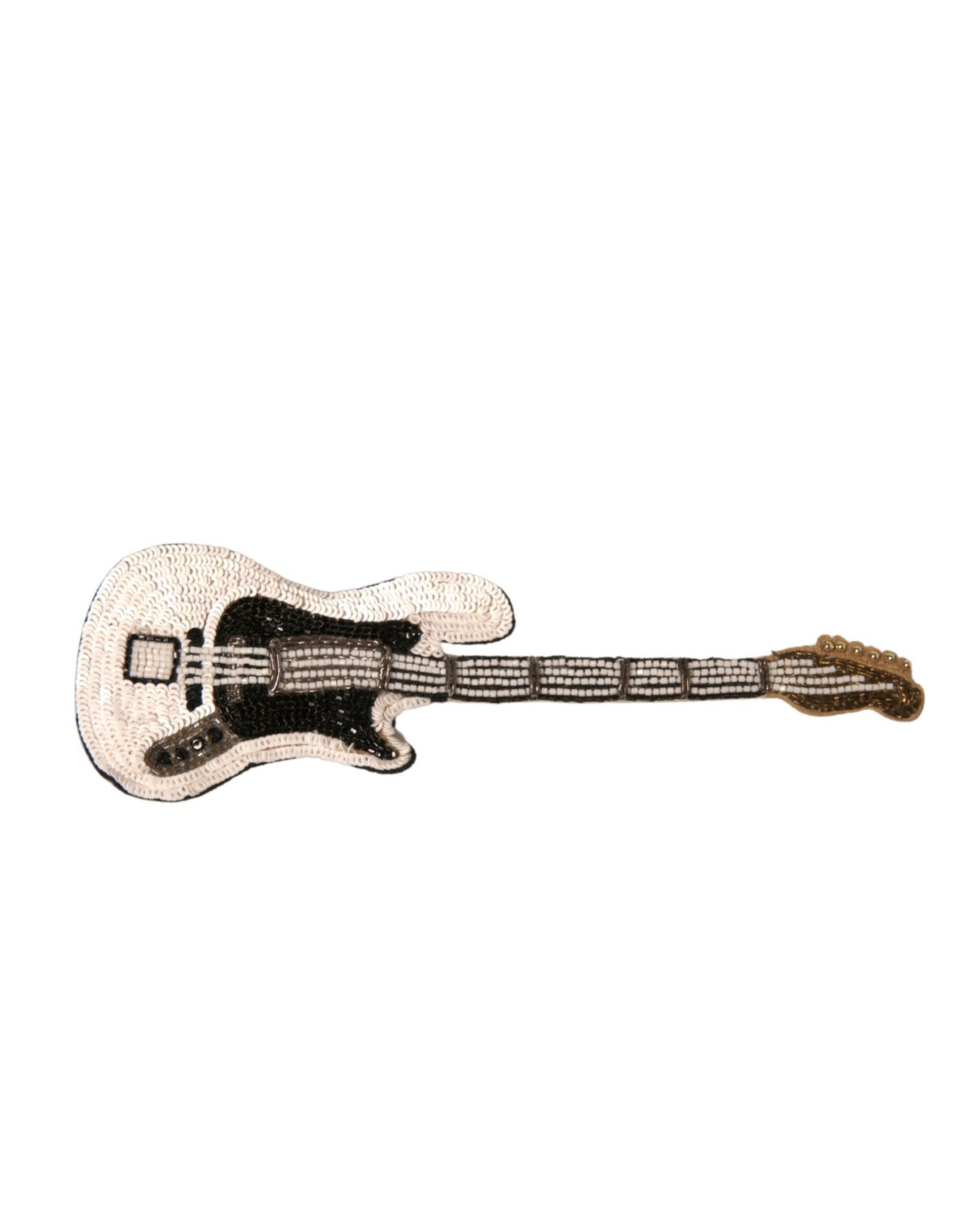 Broche en métal doré ornée de perles Dolce & Gabbana en forme de guitare