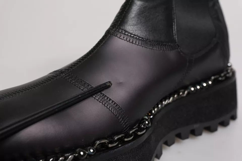 Dolce & Gabbana Chelsea Boots aus schwarzem Leder zum Hineinschlüpfen