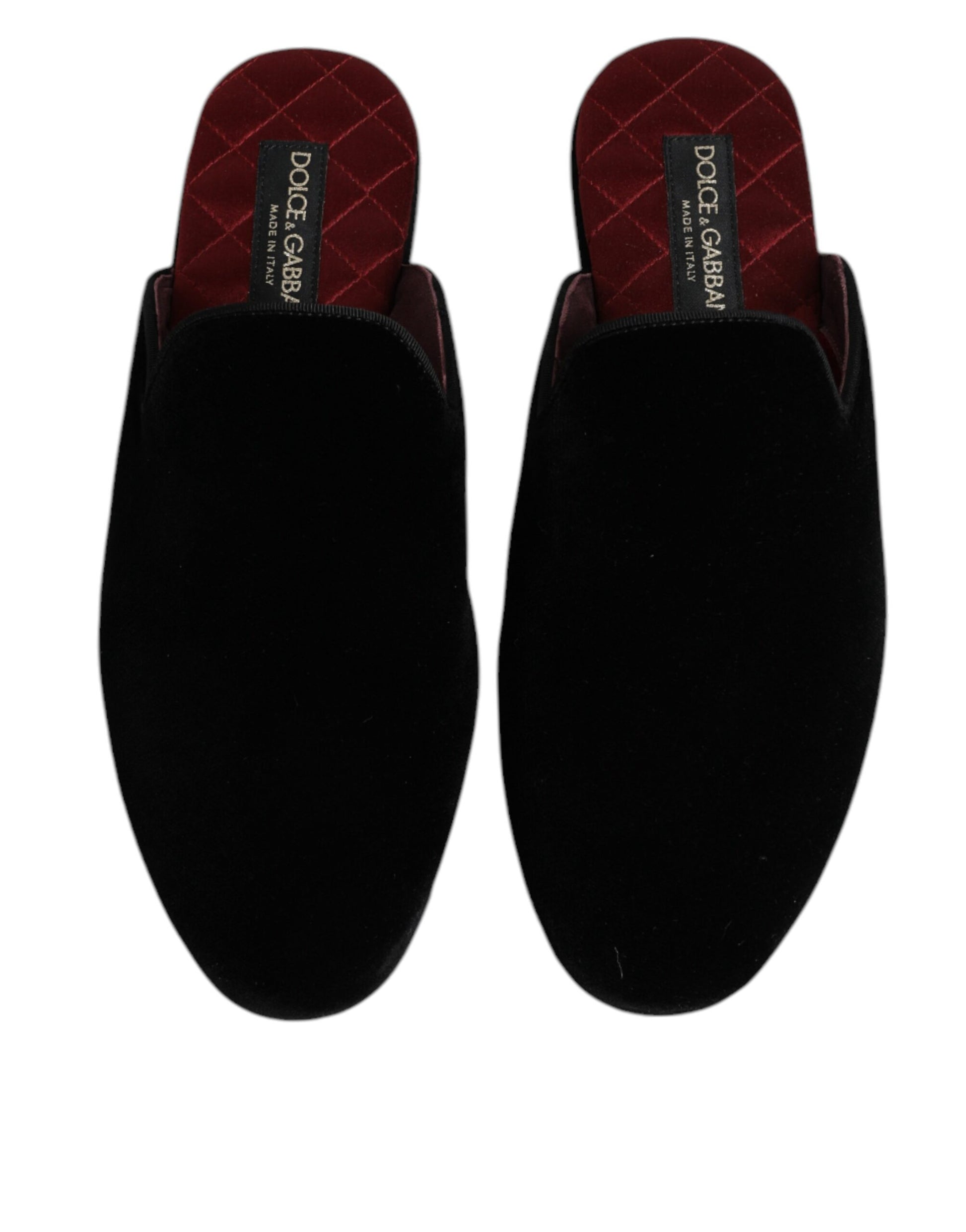 Dolce &amp; Gabbana – Flache Slipper aus schwarzem Viskosesamt
