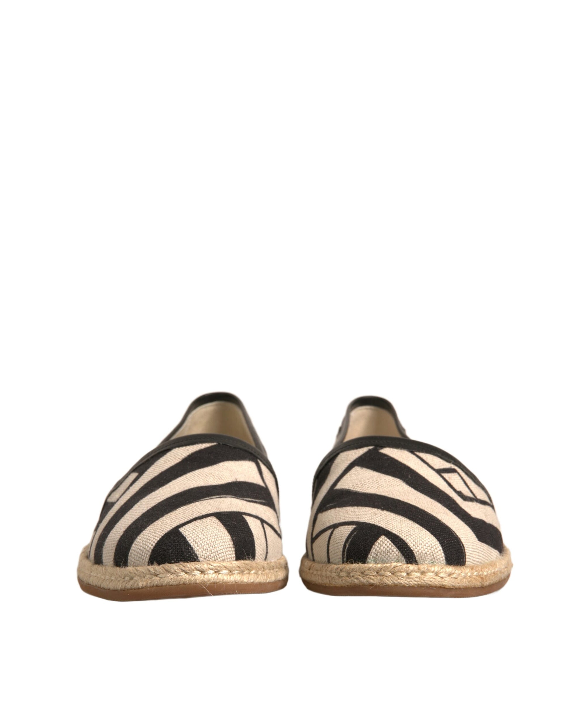 Chaussures Espadrilles Slip-On Rayées Noires et Blanches Dolce & Gabbana