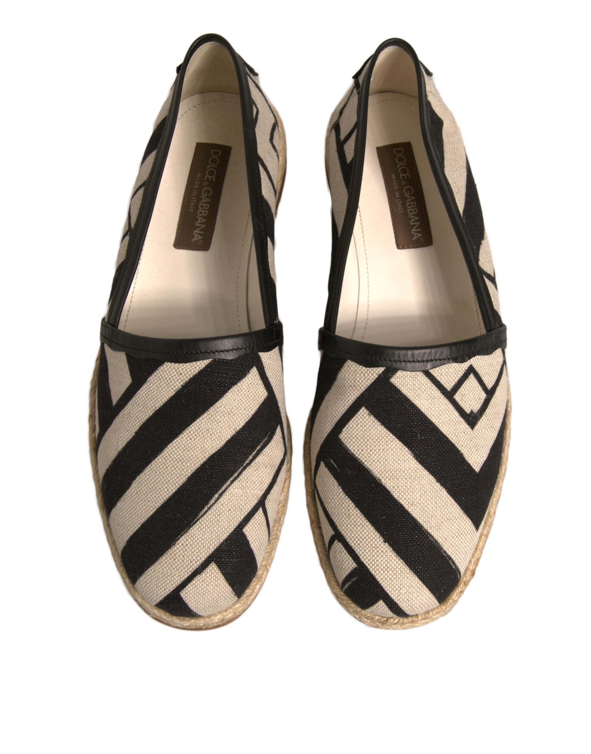 Chaussures Espadrilles Slip-On Rayées Noires et Blanches Dolce & Gabbana