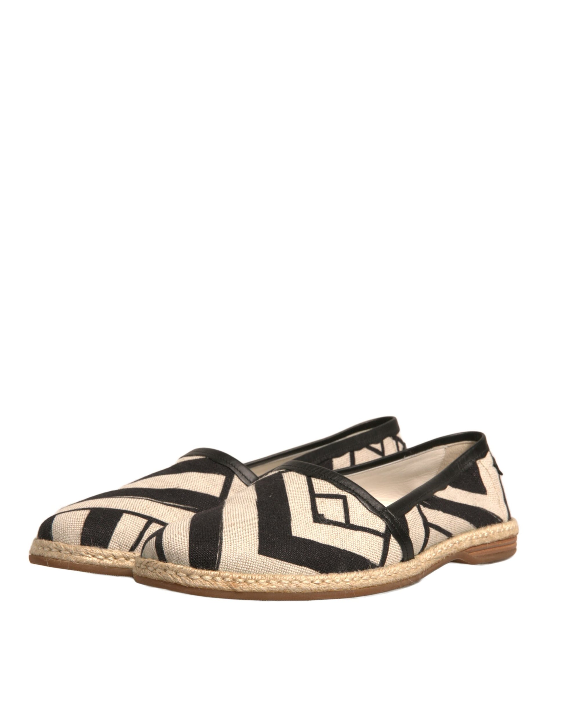 Chaussures Espadrilles Slip-On Rayées Noires et Blanches Dolce & Gabbana