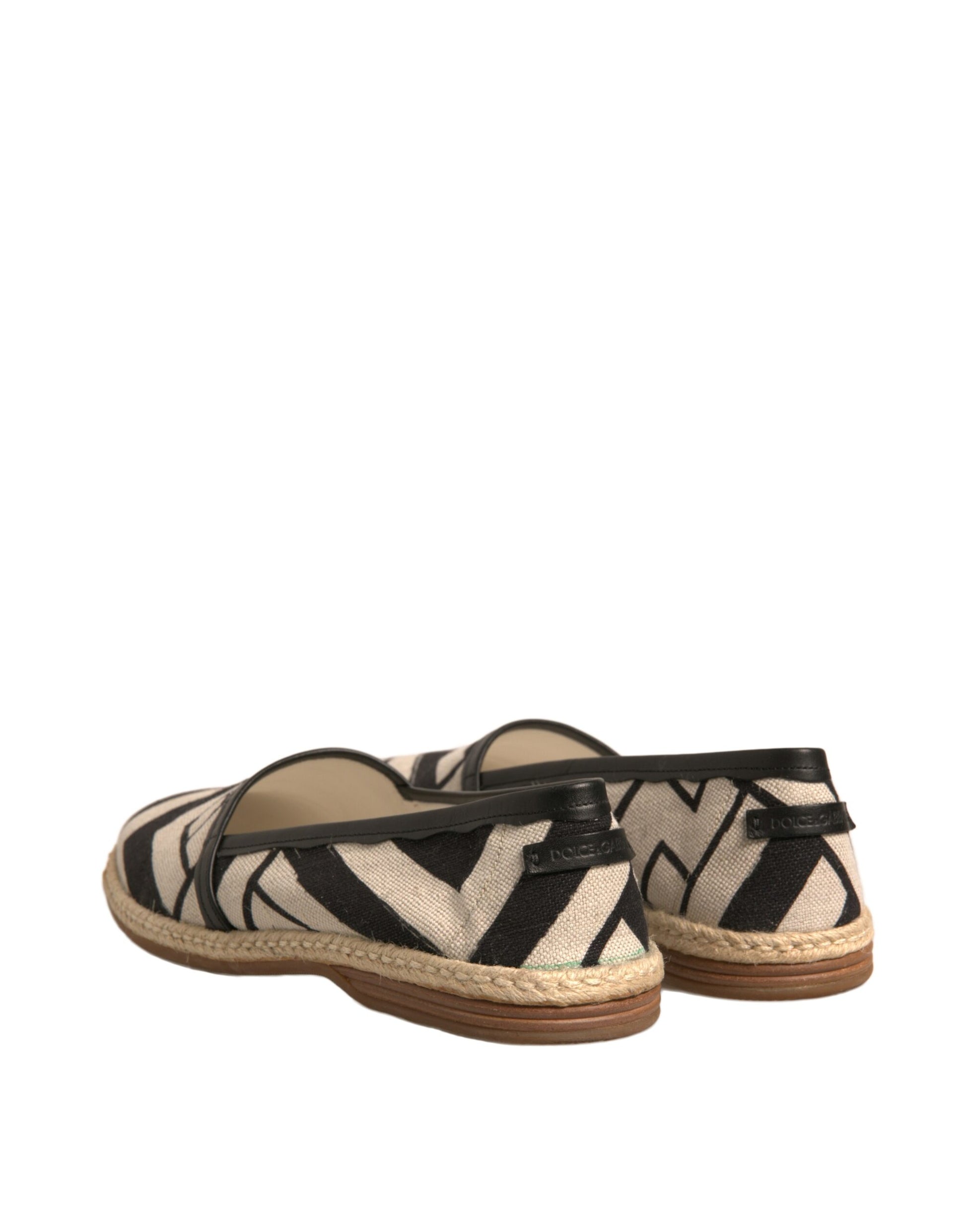 Chaussures Espadrilles Slip-On Rayées Noires et Blanches Dolce & Gabbana