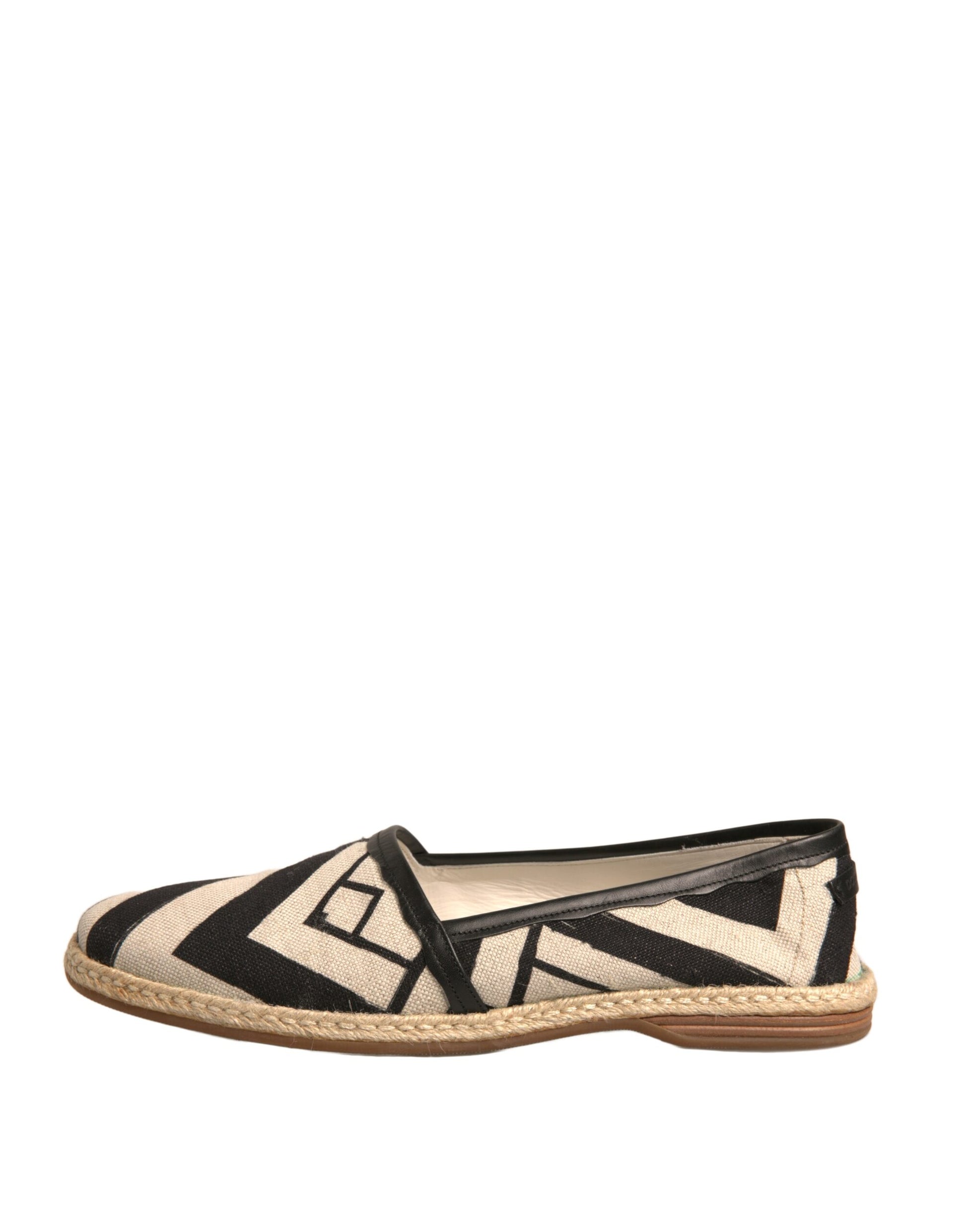 Chaussures Espadrilles Slip-On Rayées Noires et Blanches Dolce & Gabbana