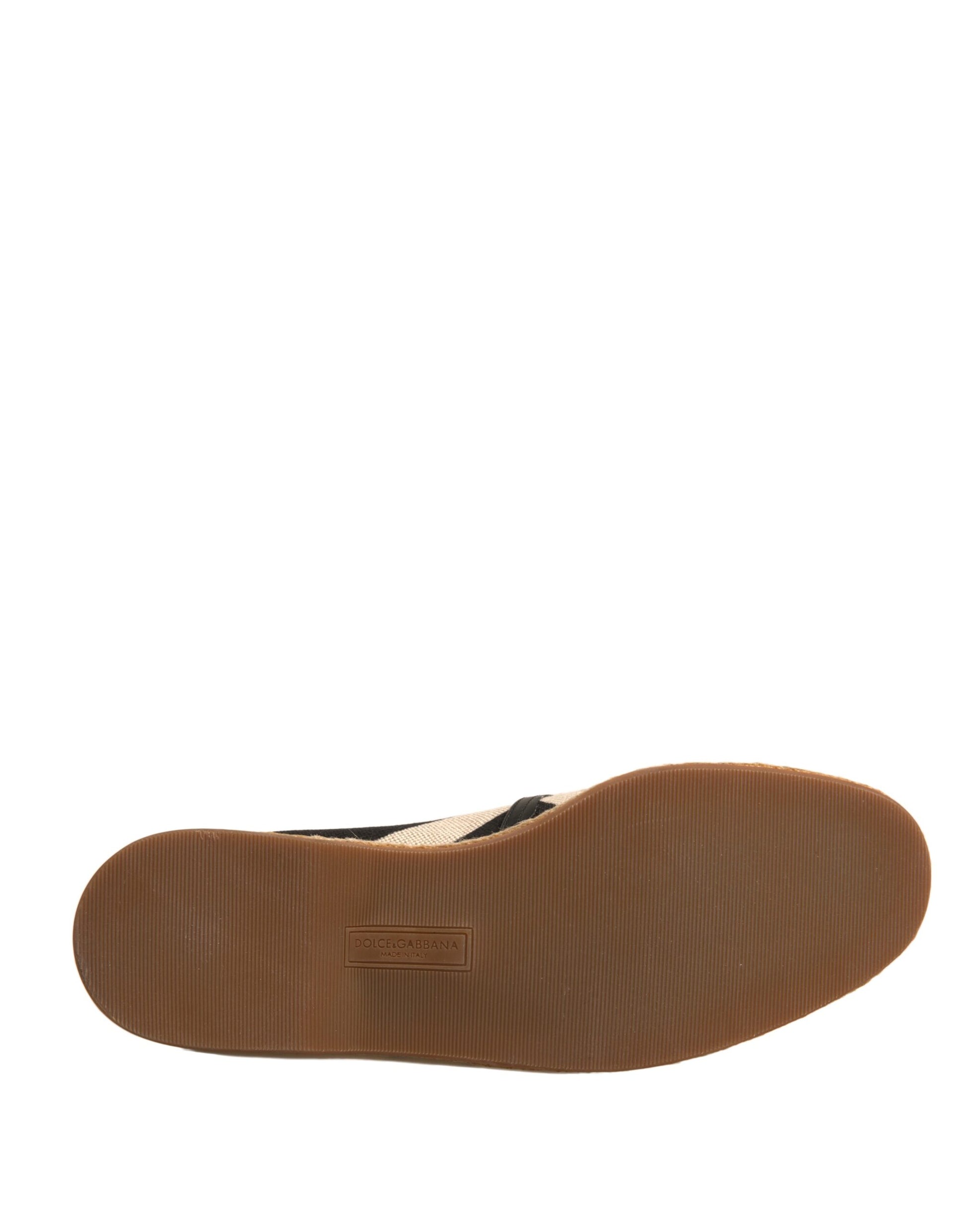 Chaussures Espadrilles Slip-On Rayées Noires et Blanches Dolce & Gabbana