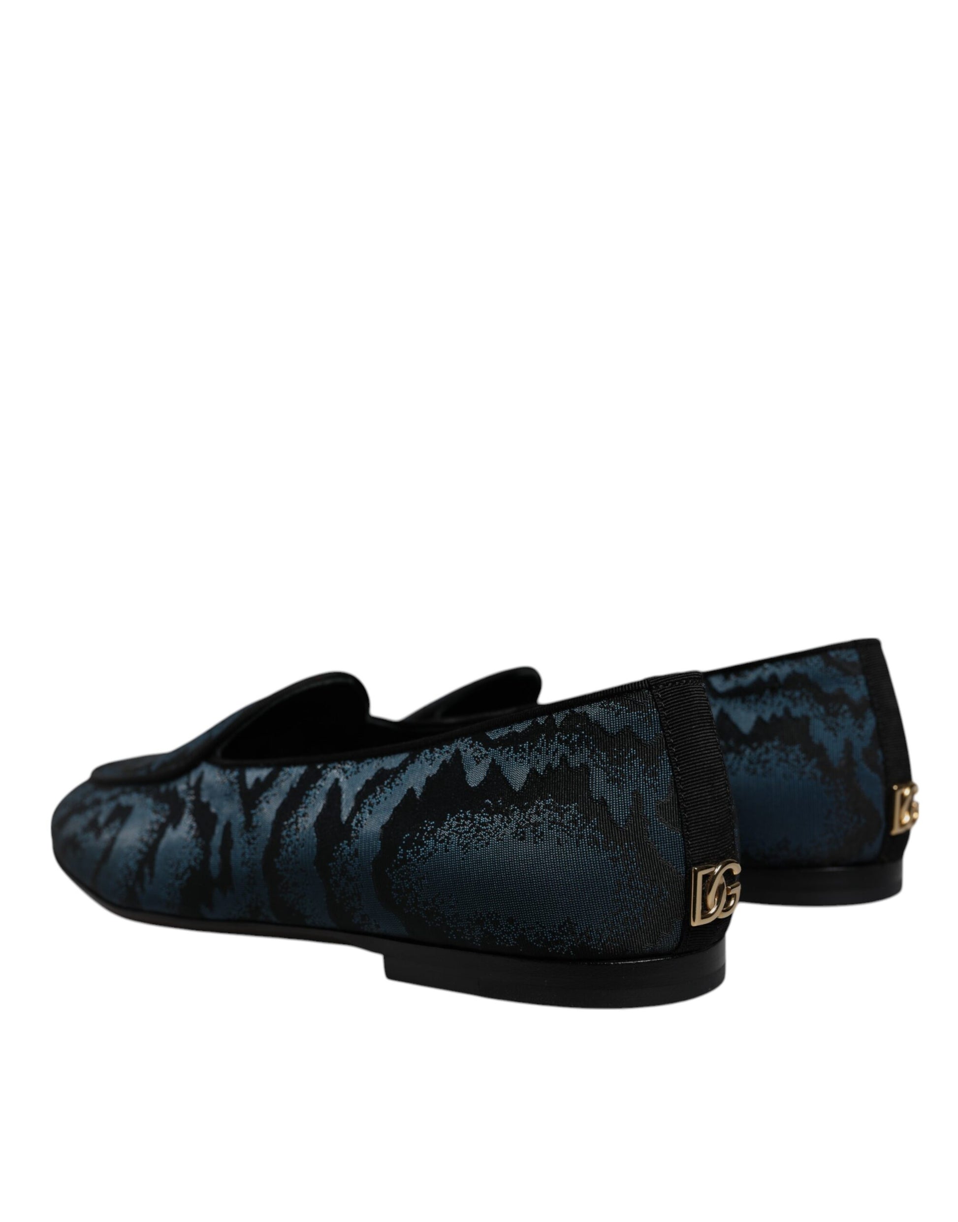Mocassins Hommes Dolce & Gabbana Plats Bleu Noir Chaussures de Ville