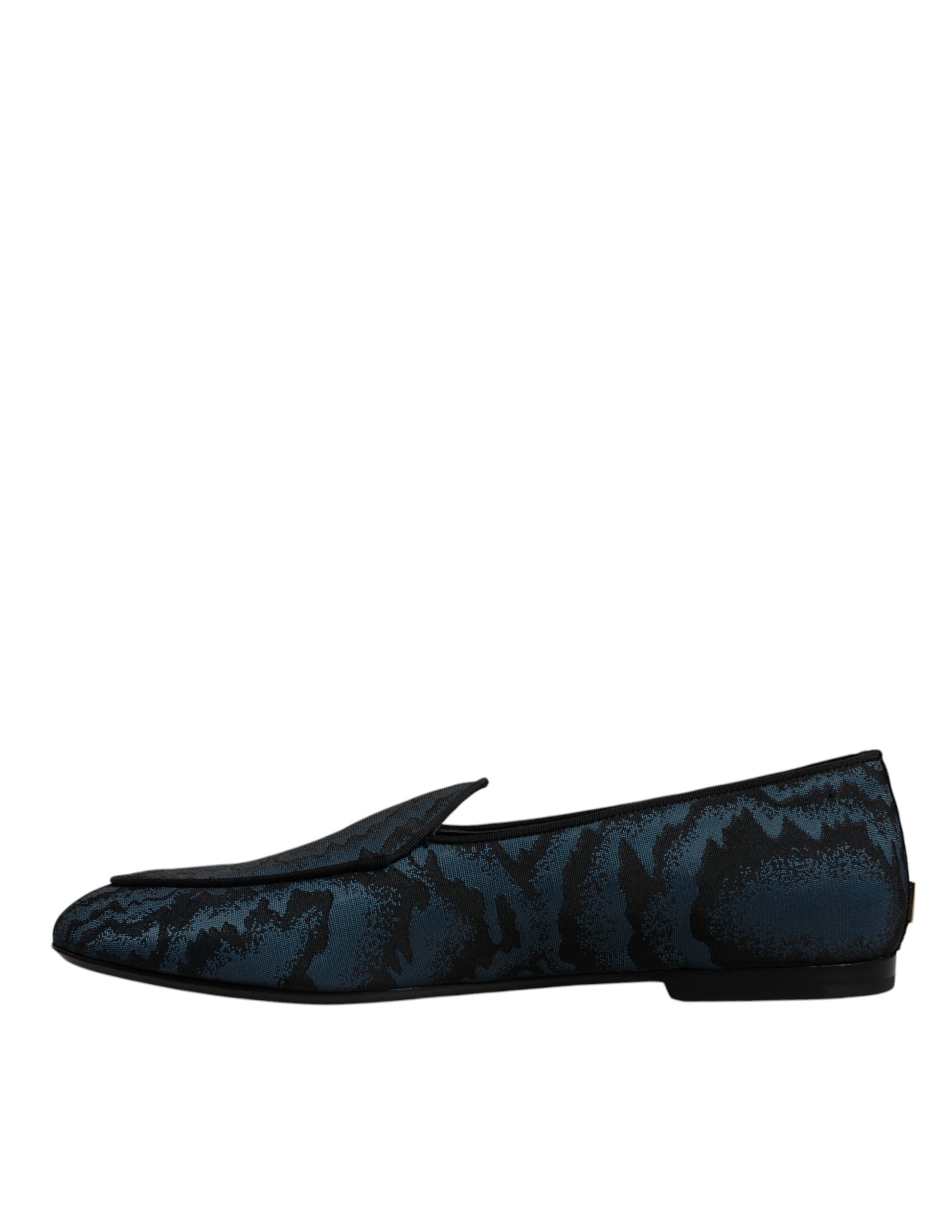 Mocassins Hommes Dolce & Gabbana Plats Bleu Noir Chaussures de Ville