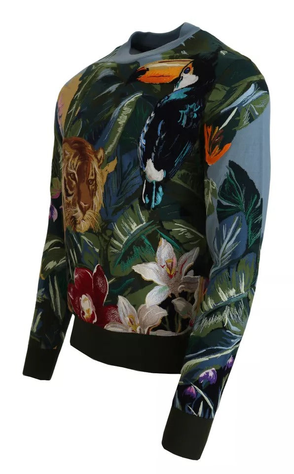 Pull en laine et soie Dolce & Gabbana Jungle à logo