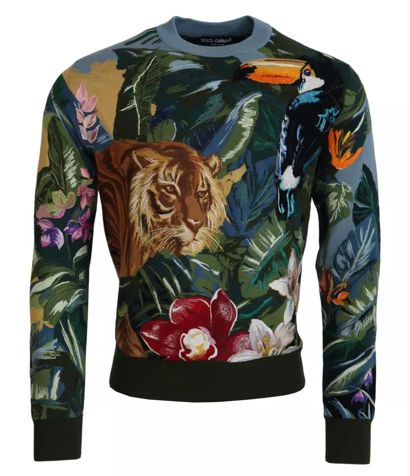Pull en laine et soie Dolce & Gabbana Jungle à logo