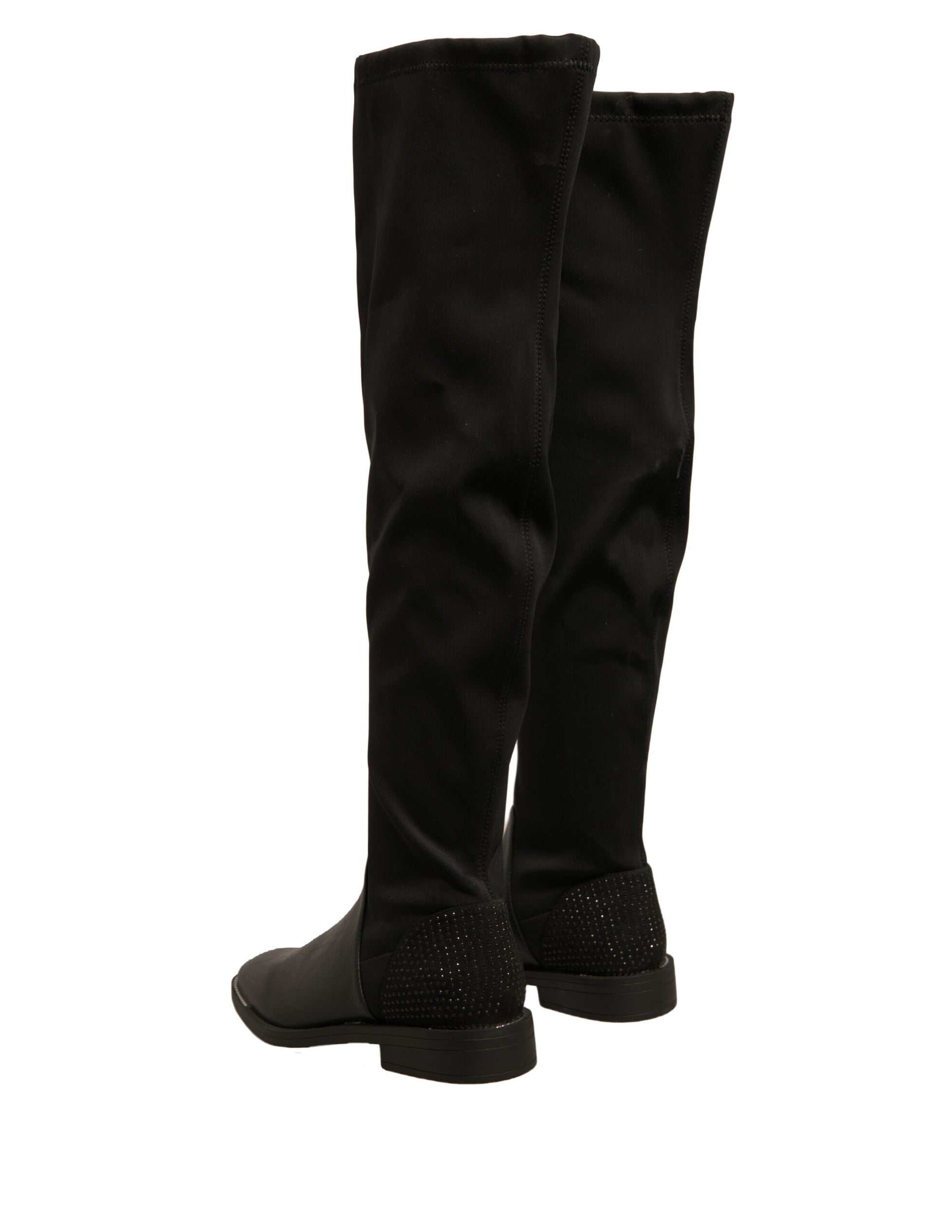 MY TWIN Black Leather Suede Flats High Boots Shoes