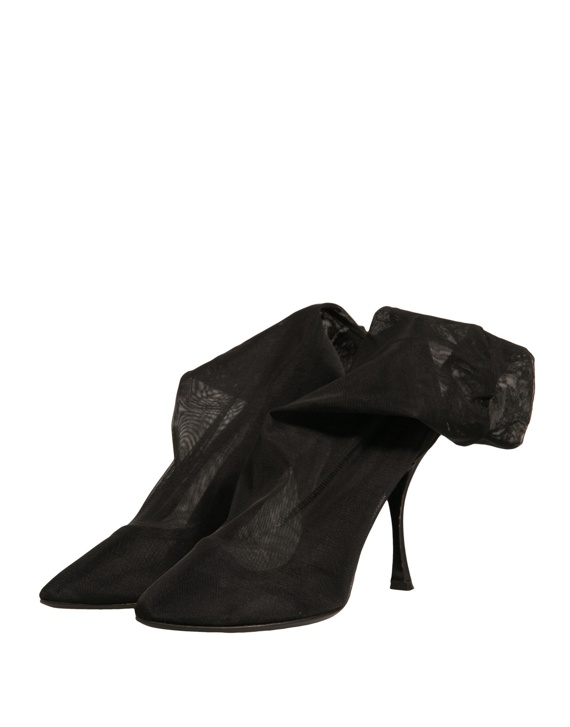 Chaussures Bottes Talons Chaussettes en Maille de Soie Noire Dolce & Gabbana