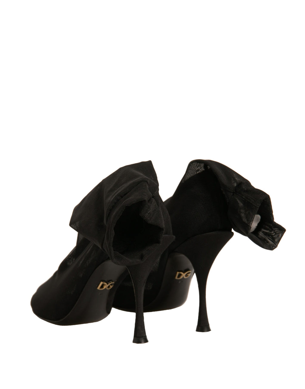Chaussures Bottes Talons Chaussettes en Maille de Soie Noire Dolce & Gabbana
