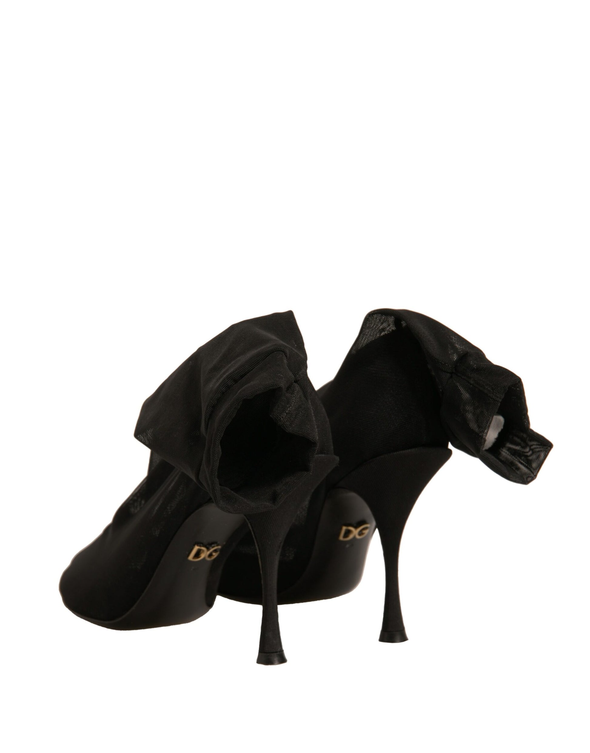 Chaussures Bottes Talons Chaussettes en Maille de Soie Noire Dolce & Gabbana