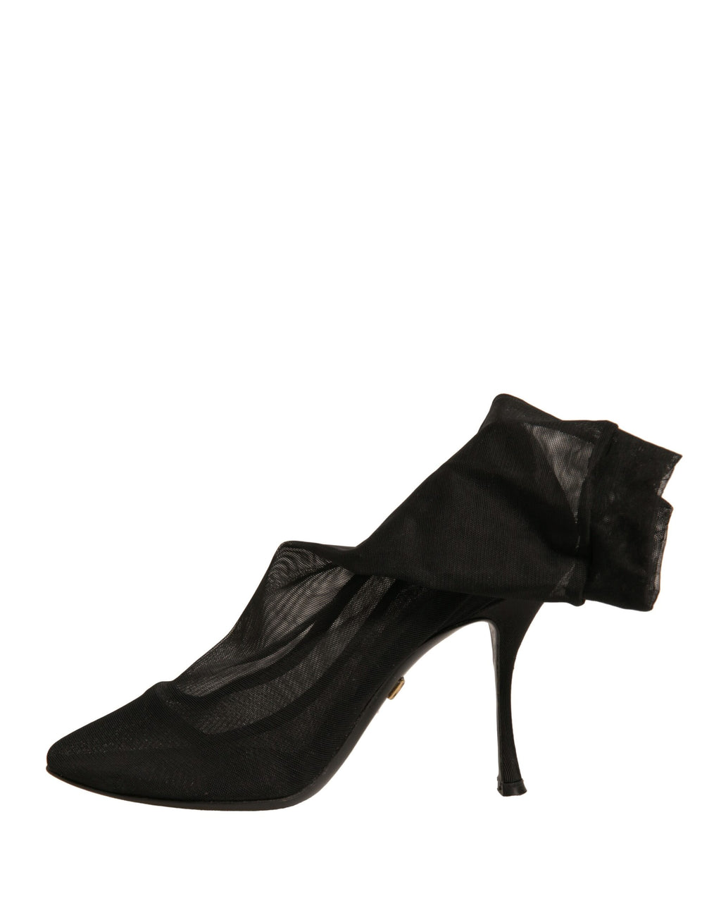 Chaussures Bottes Talons Chaussettes en Maille de Soie Noire Dolce & Gabbana