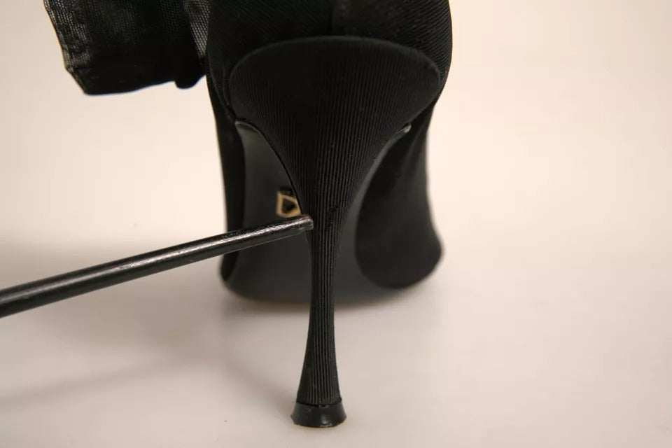 Chaussures Bottes Talons Chaussettes en Maille de Soie Noire Dolce & Gabbana